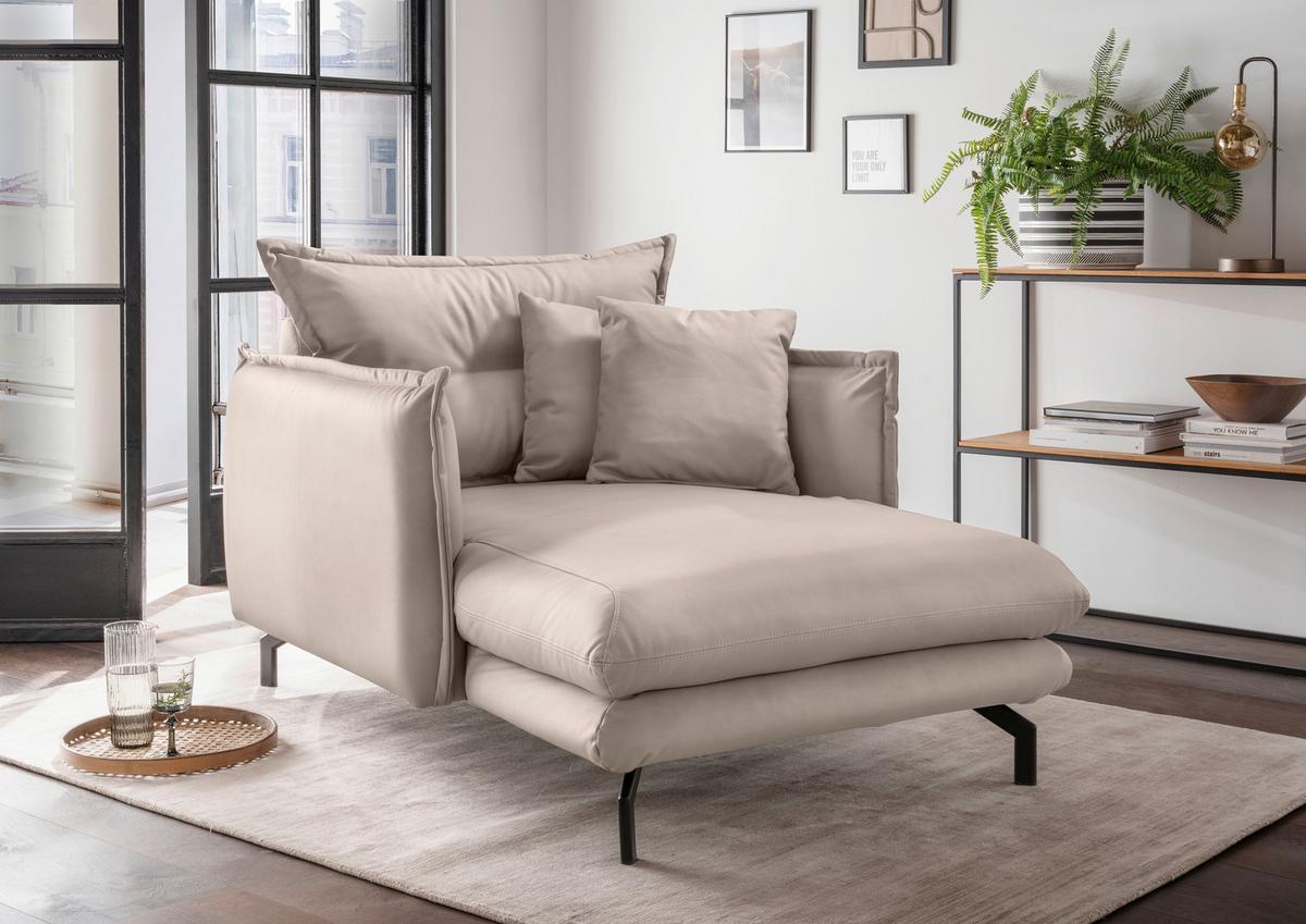 XXL-Sessel Lava Beige B: 111cm - Beige/Schwarz, MODERN, Textil (111/101/167cm) - Livetastic