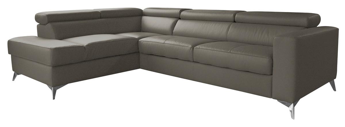 Ecksofa Mondo Schlammfarben S: 208x286 Cm - Chromfarben/Schlammfarben, Design, Leder/Textil (208/286cm) - Livetastic