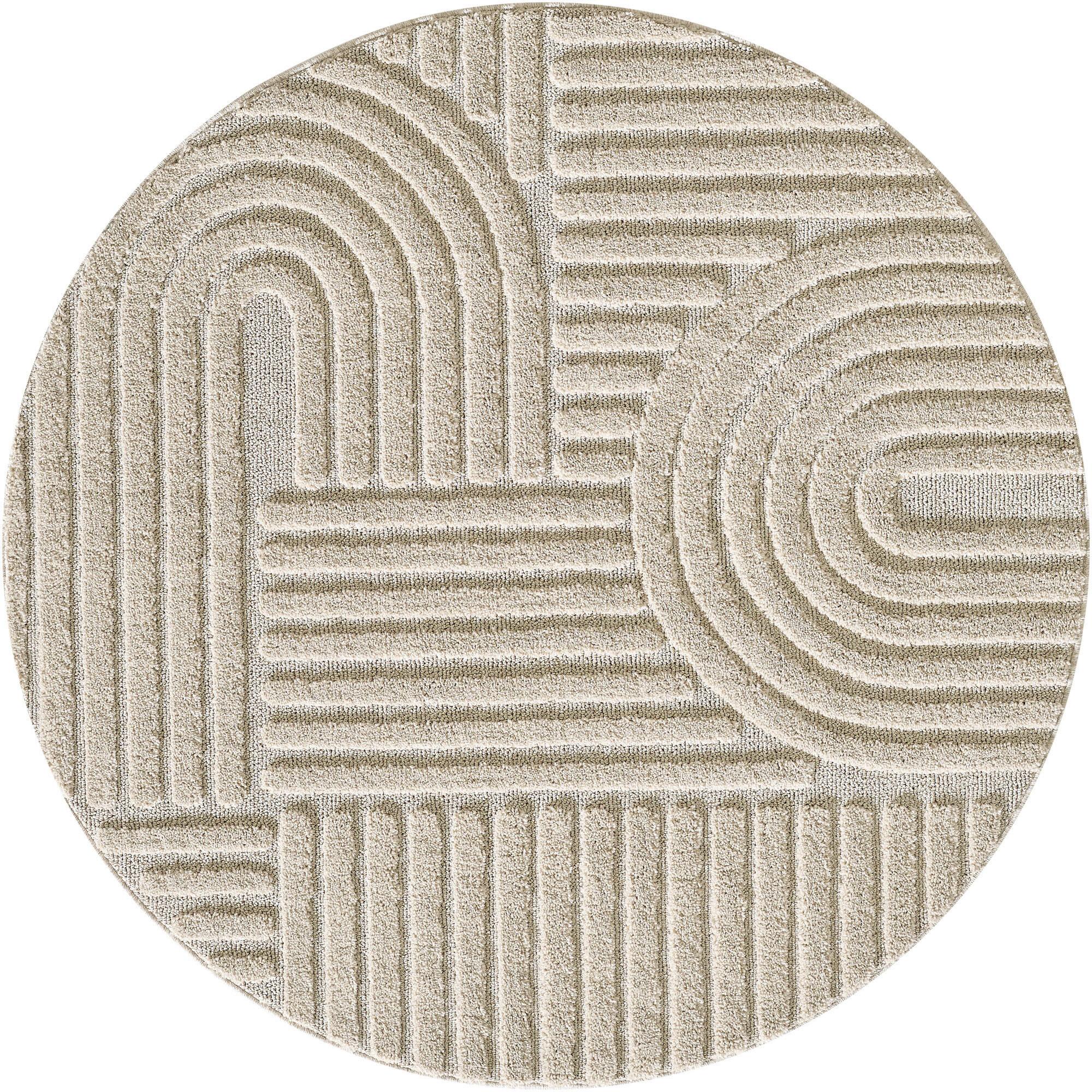 Hochflorteppich Rund Beige Art D: 80 cm - Beige, Basics, Textil (80cm) - Novel
