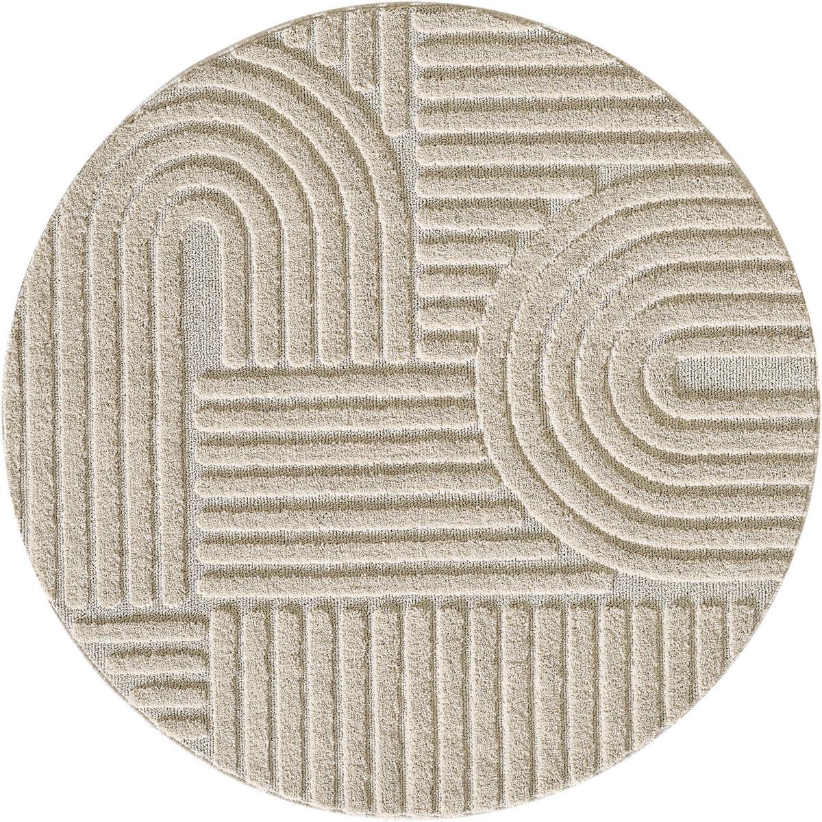 Hochflorteppich Rund Beige Art D: 80 cm - Beige, Basics, Textil (80cm) - Novel