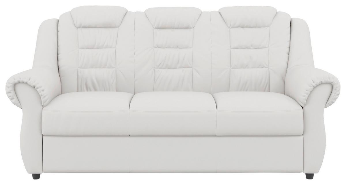 Sitzgarnitur 3-tlg. Weiß Lederlook - Schwarz/Weiß, KONVENTIONELL, Textil - Livetastic