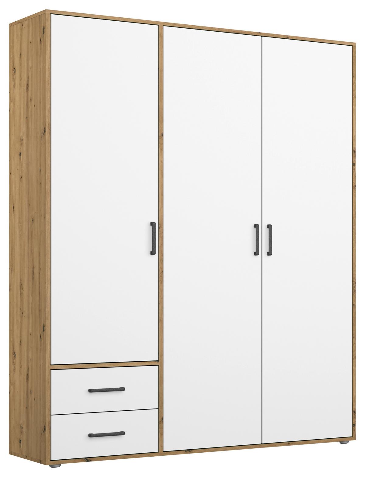 Drehtürenschrank Mit Schubladen 140cm Voyager - Weiß/Eiche Artisan, MODERN, Holzwerkstoff (140/194/53cm) - Rauch Möbel