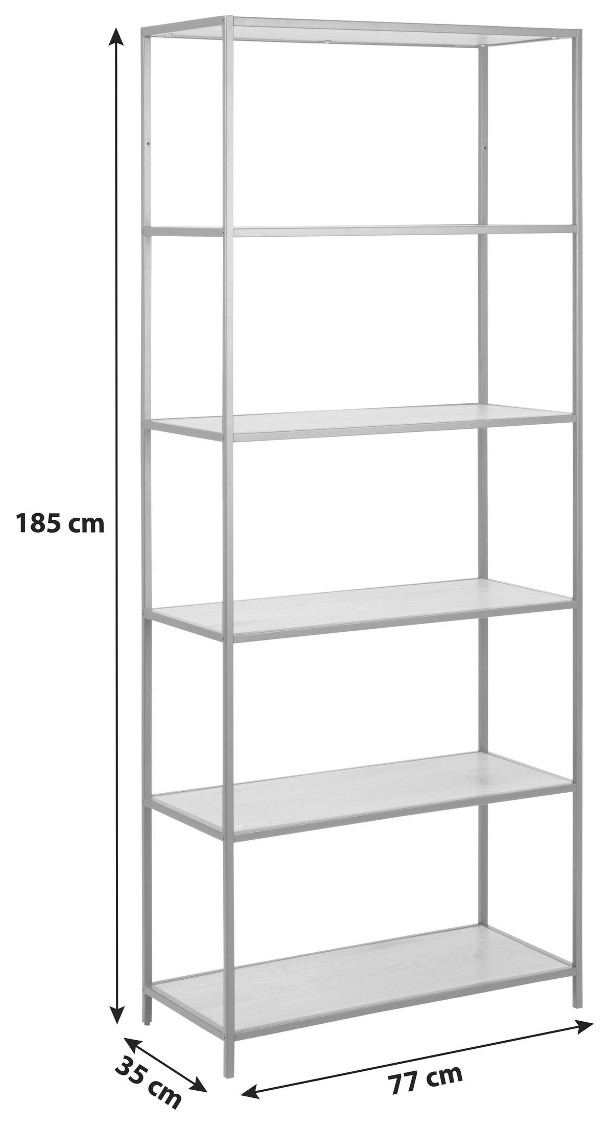 Regal Seaford B 77cm, Schwarz/eiche Dekor - Eichefarben/Schwarz, Trend, Holzwerkstoff/Metall (77/185/35cm) - MID.YOU