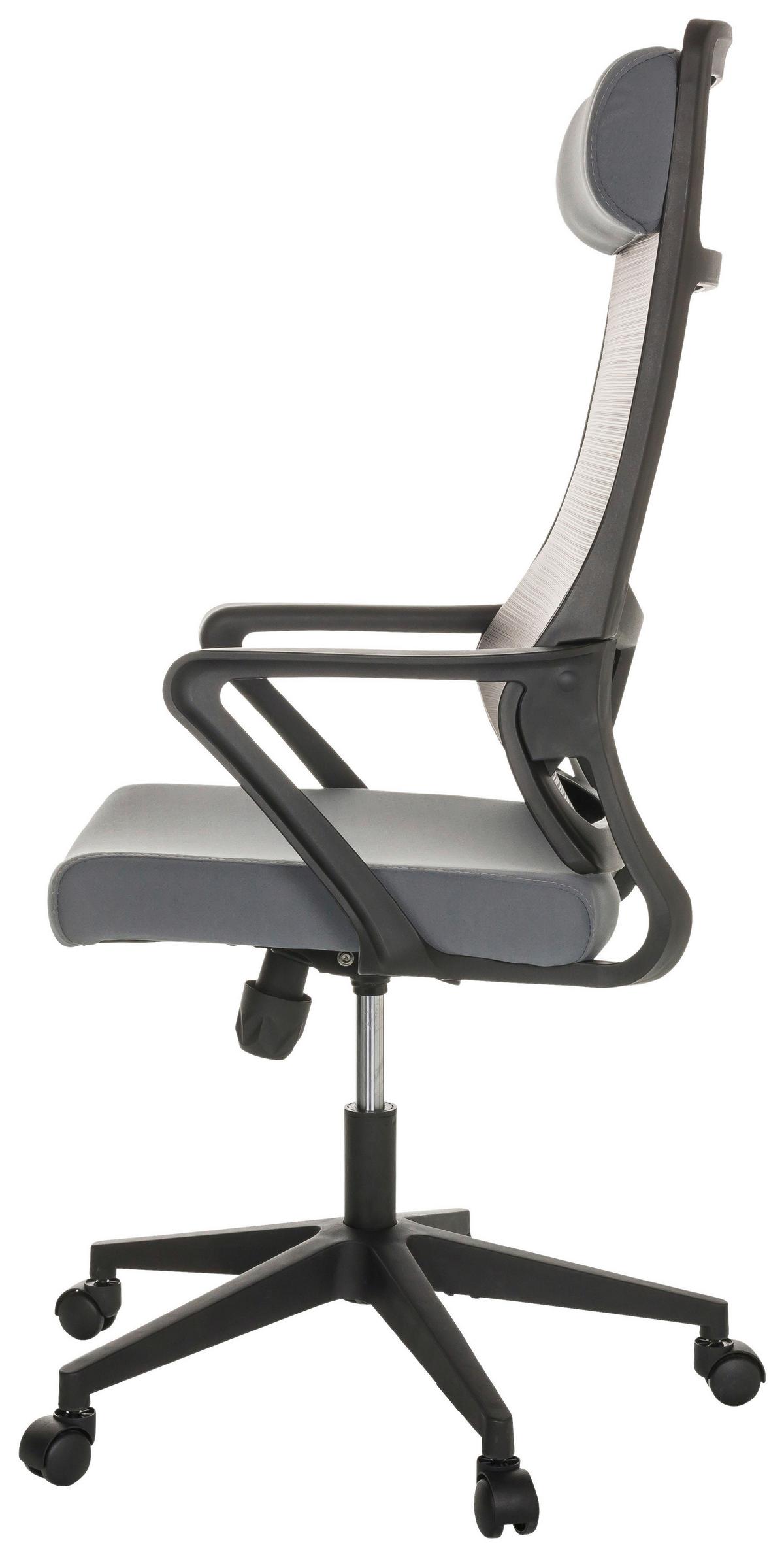 Drehstuhl Nekeo - Schwarz/Grau, Basics, Kunststoff/Textil (69/122-132/69cm) - MID.YOU