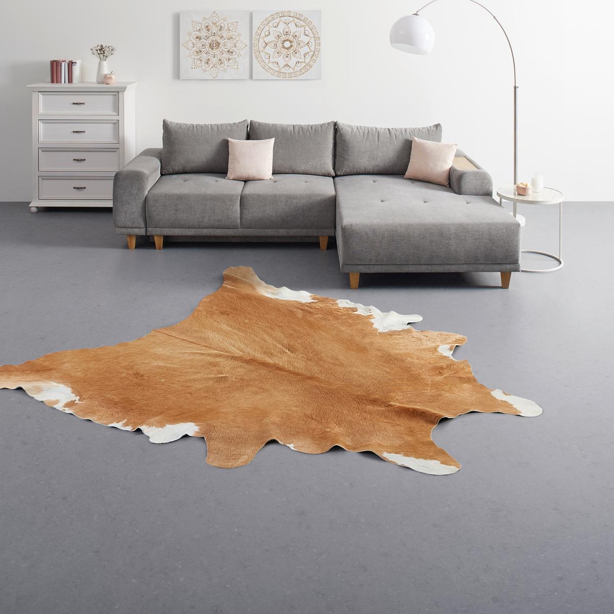 HOVĚZÍ KOŽEŠINA Christoph, 2-4,5m2 - černá/hnědá, Moderní, textil (4,5qm) - Modern Living