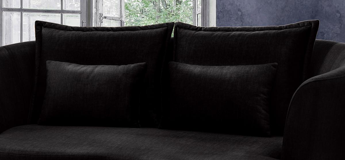 2-Sitzer-Sofa Anthrazit Velours, Rücken Echt B: 179 cm - Anthrazit/Schwarz, MODERN, Textil (179/85/101cm) - Livetastic