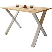 Schreibtisch Lona Silber, Eiche Dekor B: 160 cm - Honigeiche/Silberfarben, Design (140/80/76cm) - MID.YOU