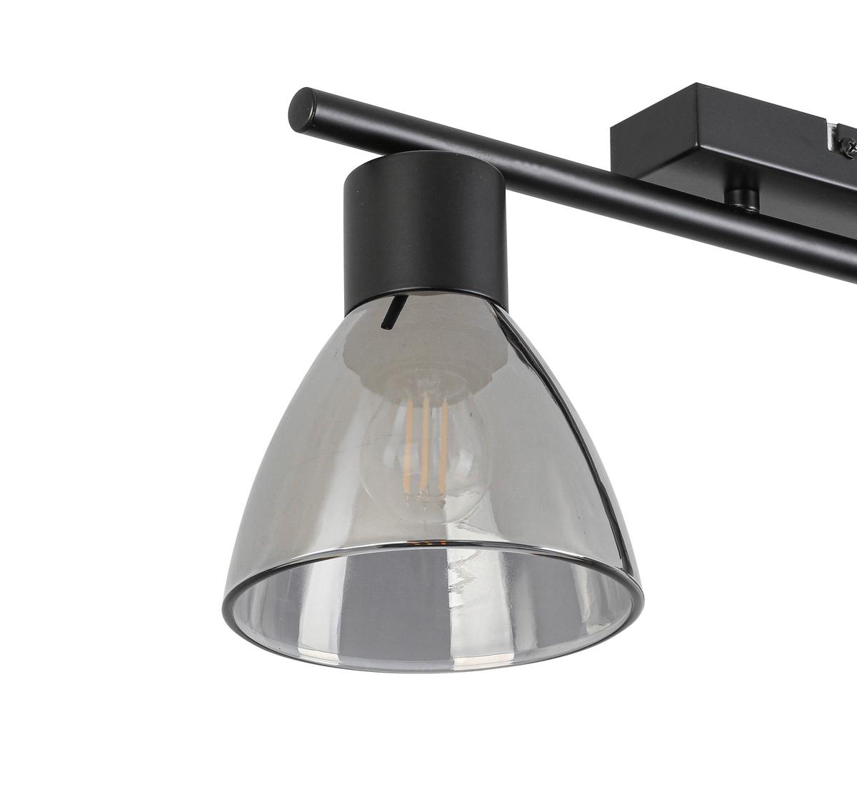 STROPNÍ SVÍTIDLO KOMOL - černá/průhledné, Moderní, kov/sklo (66/13/22cm) - Modern Living