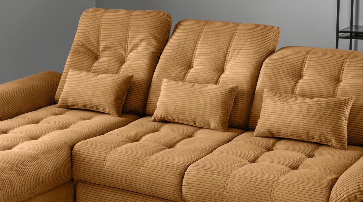 Eckschlafsofa Delphino Goldfarben S: 189x273 cm - Goldfarben/Schwarz, MODERN, Textil (189/273cm) - Livetastic