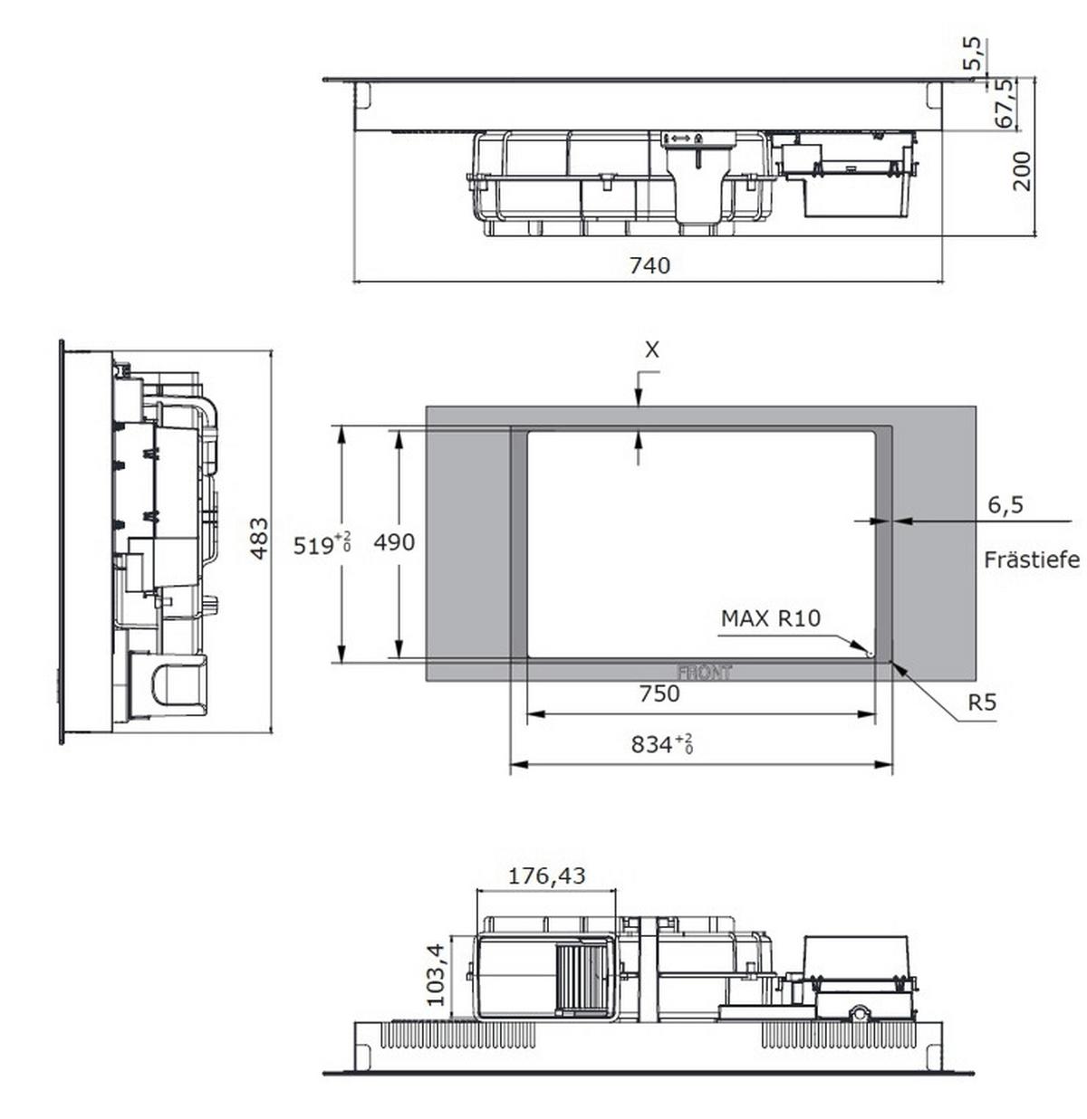 Kochfeld-dunstabzug-kombi Dhki 752 800 C - Schwarz, Basics, Glas (83/20/51cm) - Amica