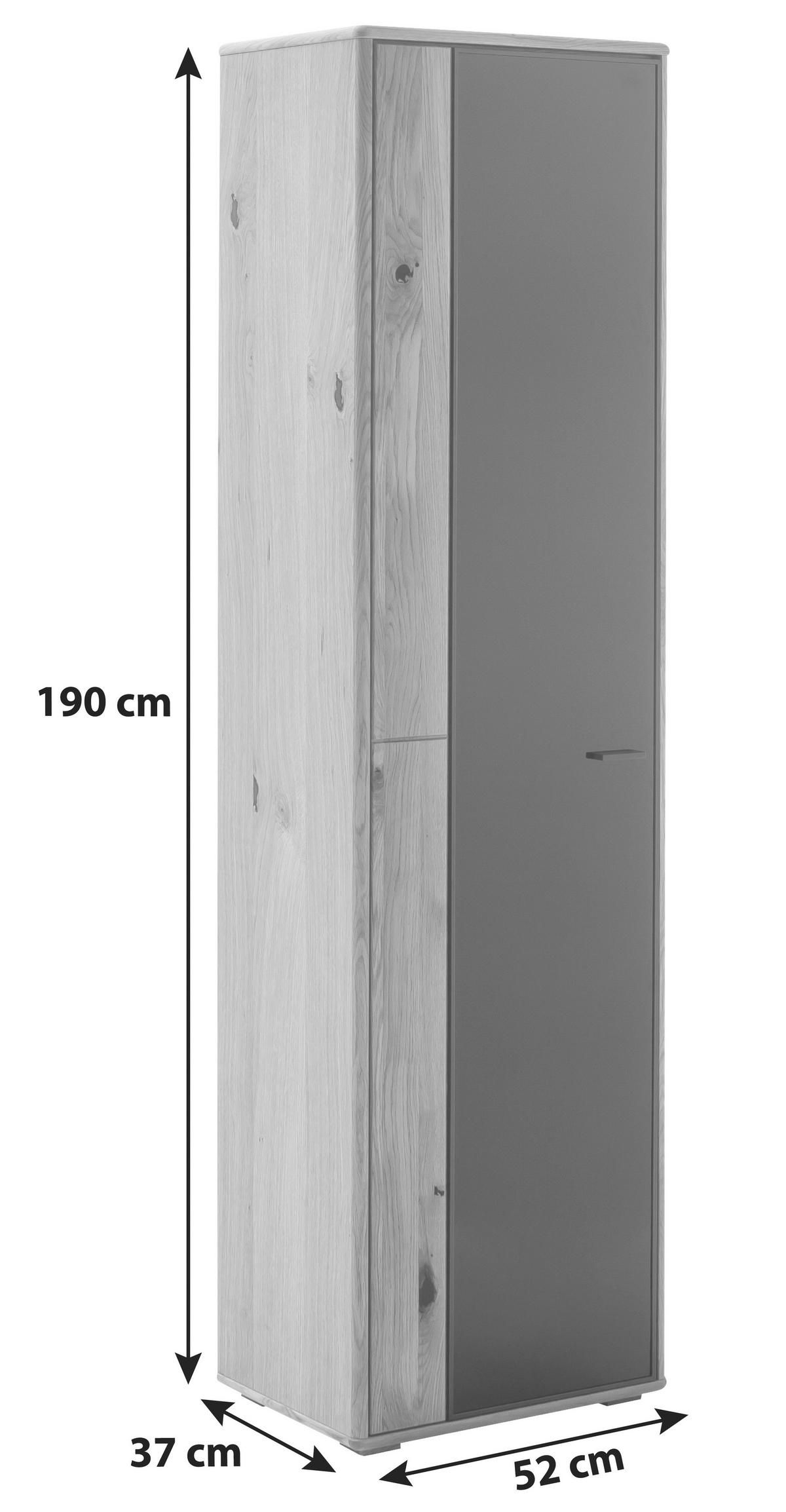 Vitrine Arezzo Wildeiche/Anthrazit B: 52 cm - Wildeiche/Anthrazit, Design, Glas/Holz (52/190/37cm) - MID.YOU