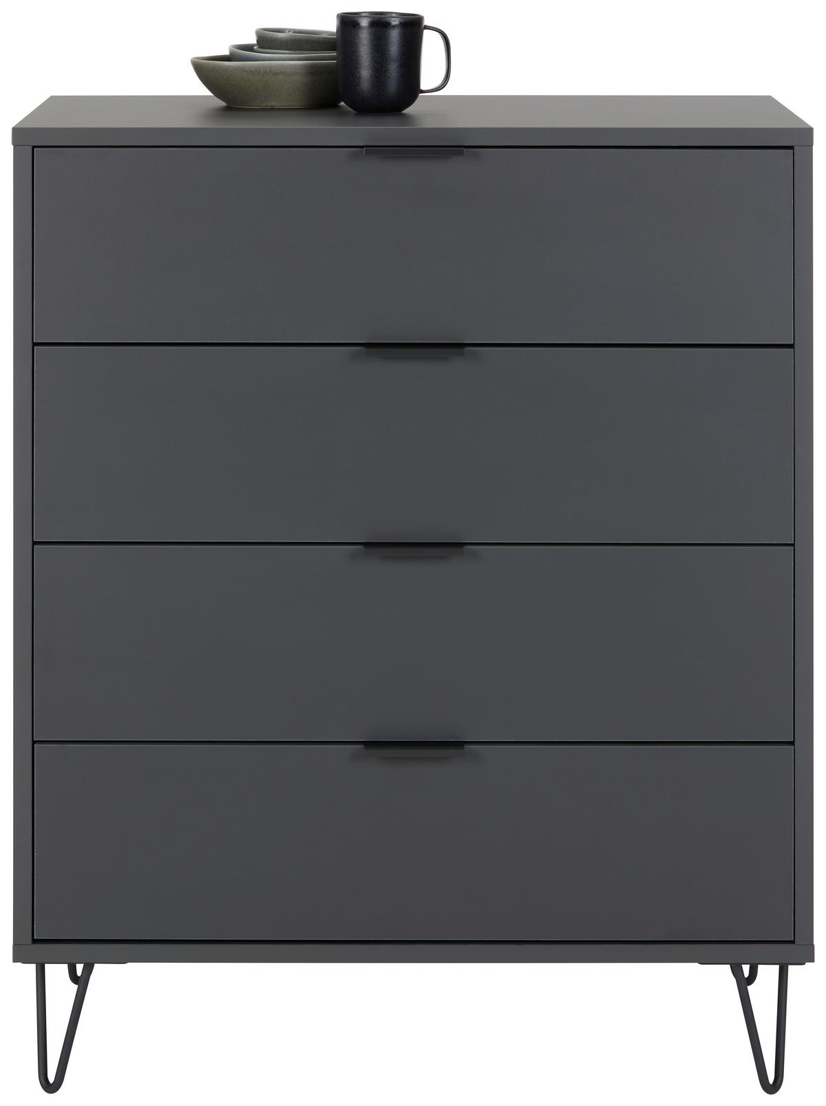 Komoda so 4 zásuvkami Bounty, antracitová - antracitová, Modern (81/87/45cm) - Premium Living