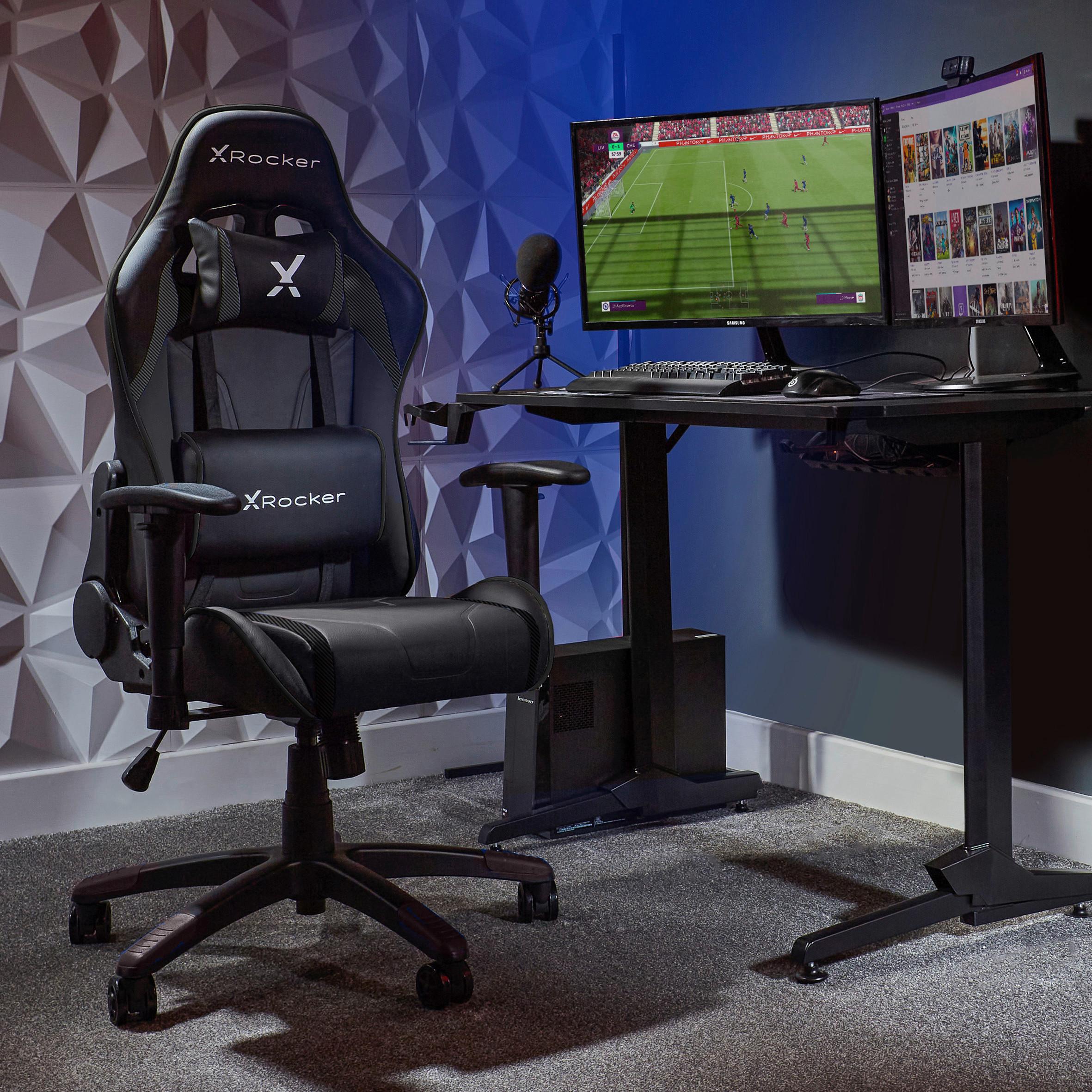 Gaming Stuhl Agility Compact Lederlook, Schwarz - Schwarz, MODERN, Kunststoff/Textil (55/113/62,5cm) - X Rocker