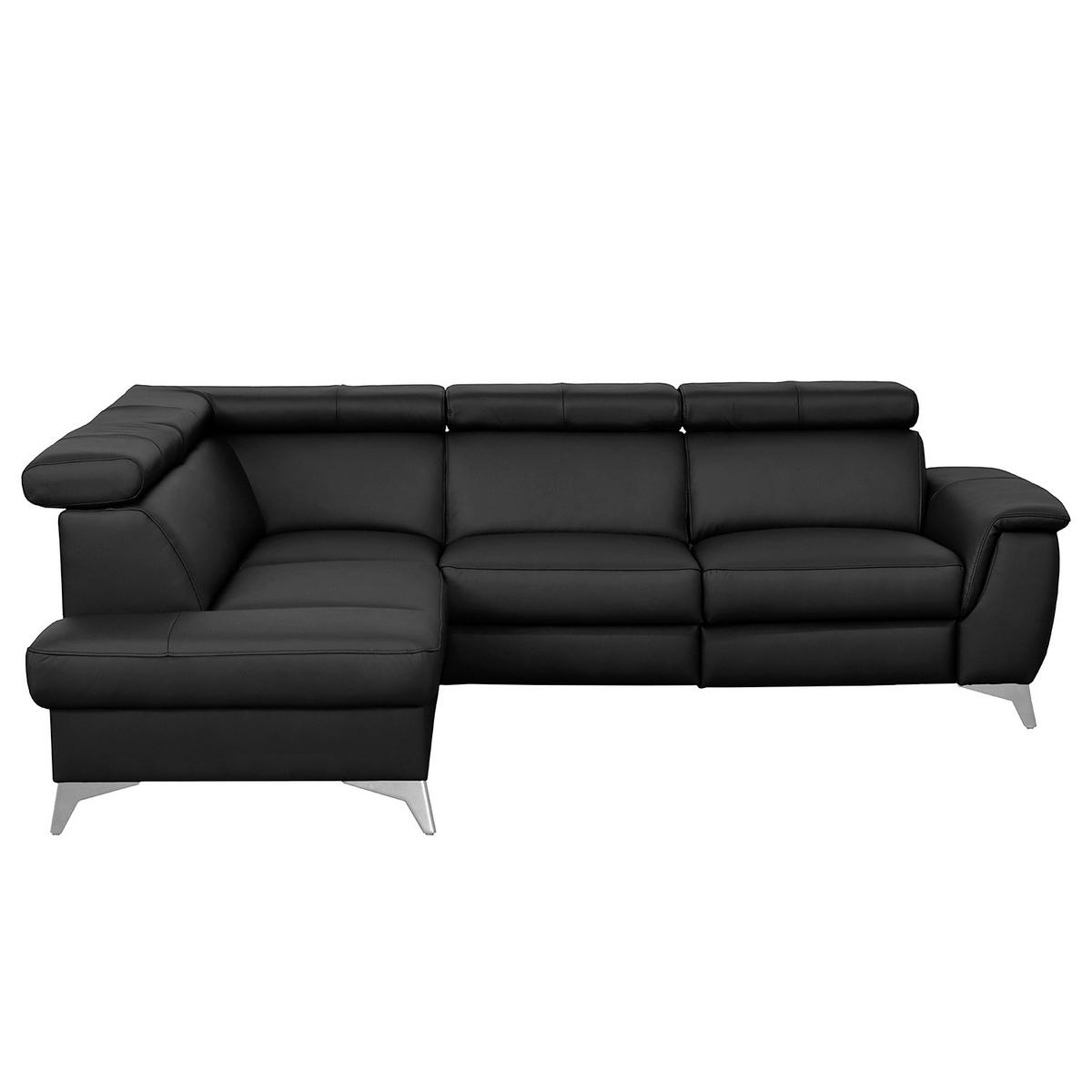 Ecksofa Lince Schwarz S: 197x257 Cm - Chromfarben/Schwarz, Design, Leder/Textil (197/257cm) - Livetastic