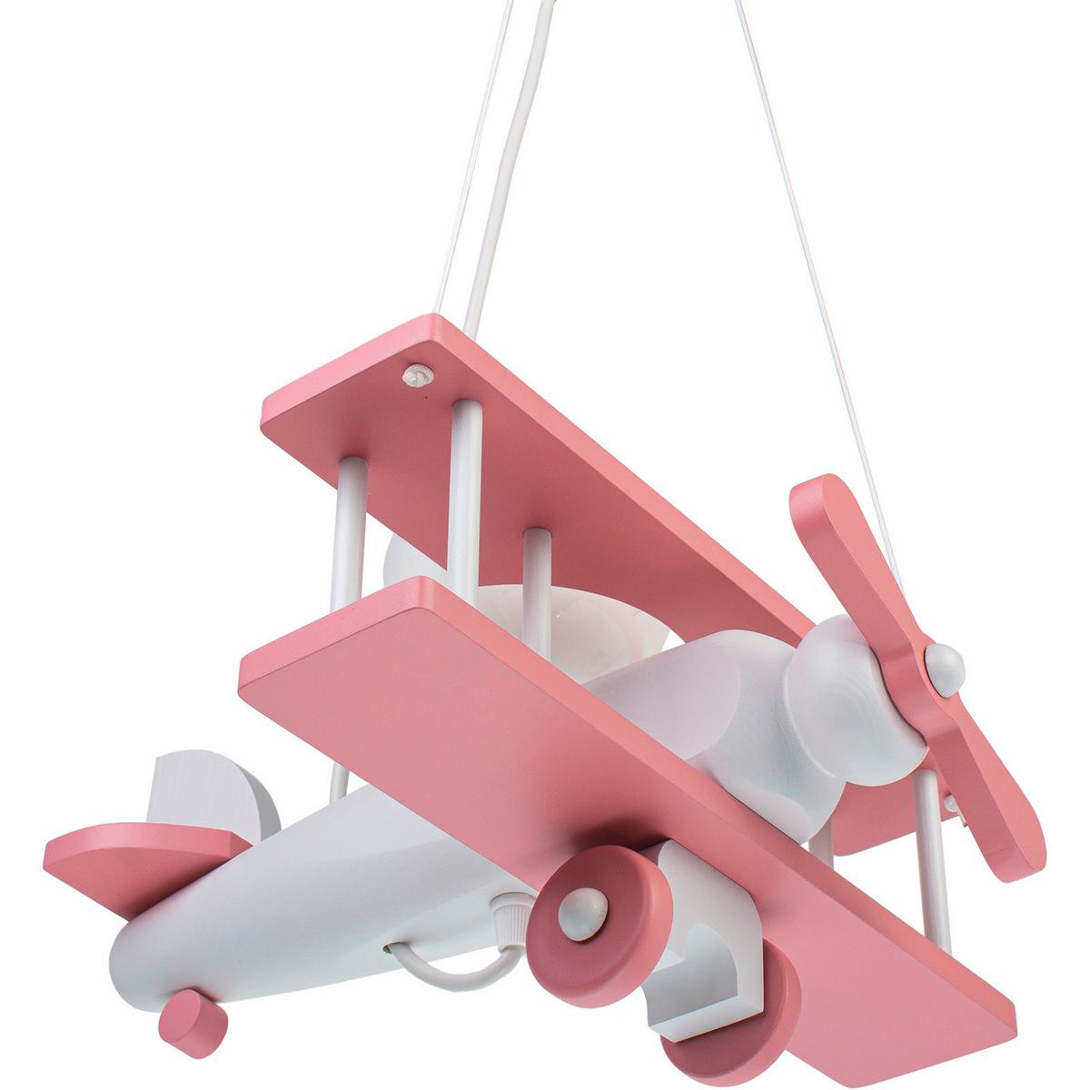Kinderhängeleuchte 1041122 Flugzeug - Rosa/Weiß, KONVENTIONELL, Holz (42/45/75cm)