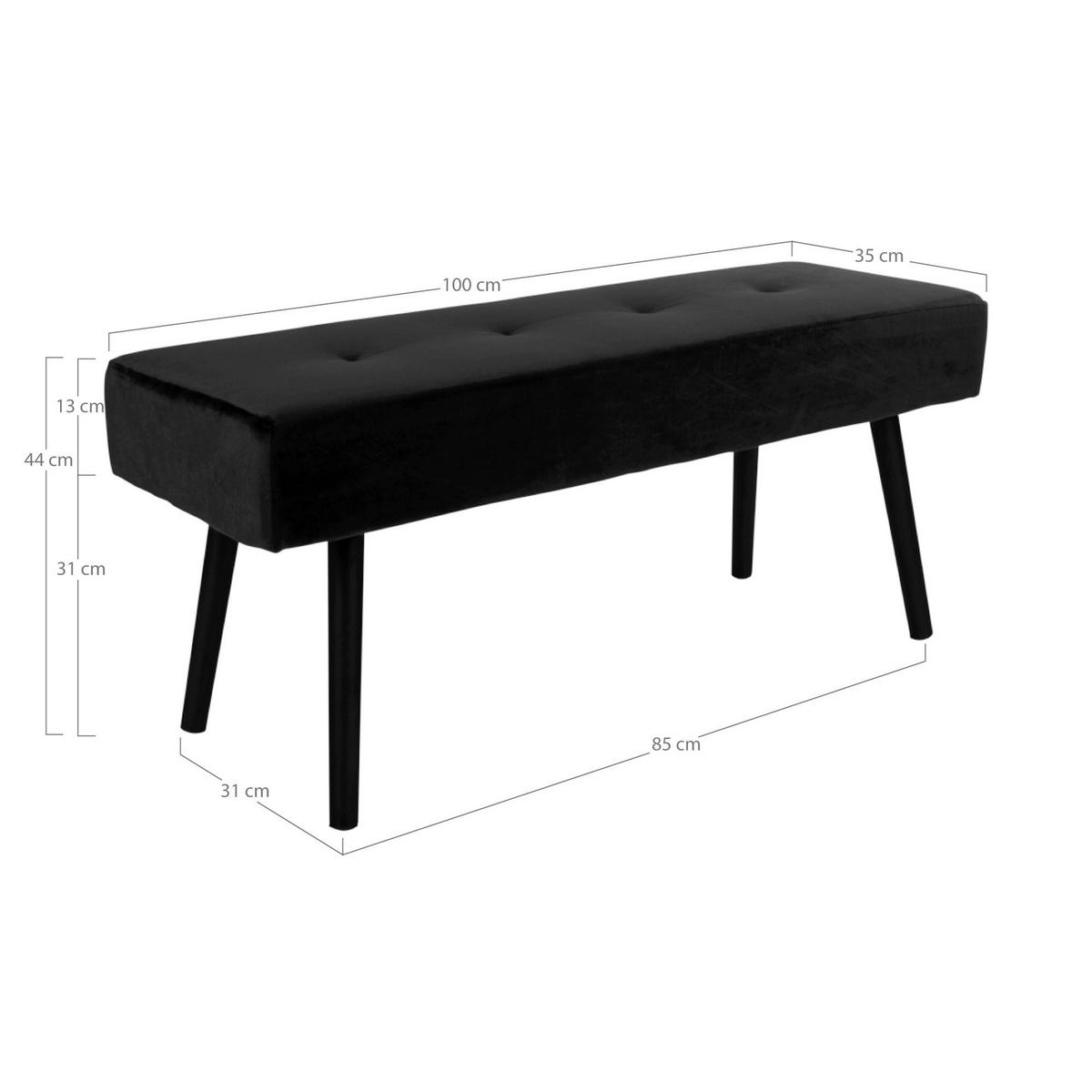 GARDEROBENBANK Skiby, Schwarz B: 100 cm - Schwarz, Design, Textil (100/44/35cm) - MID.YOU