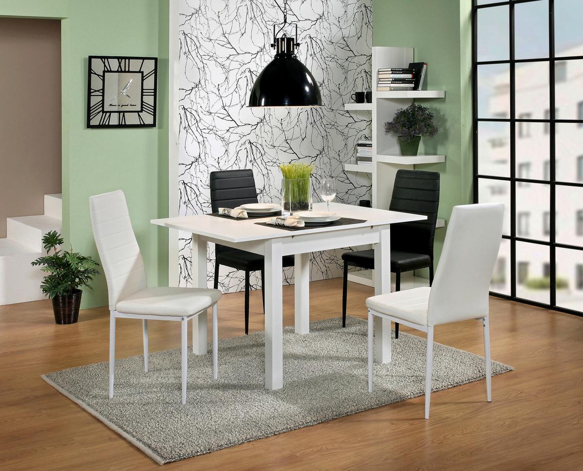 Esstisch ausziehbar Coburg 80-120x80 cm Weiß - Weiß, Design, Holzwerkstoff (80/80/76,5cm) - MID.YOU