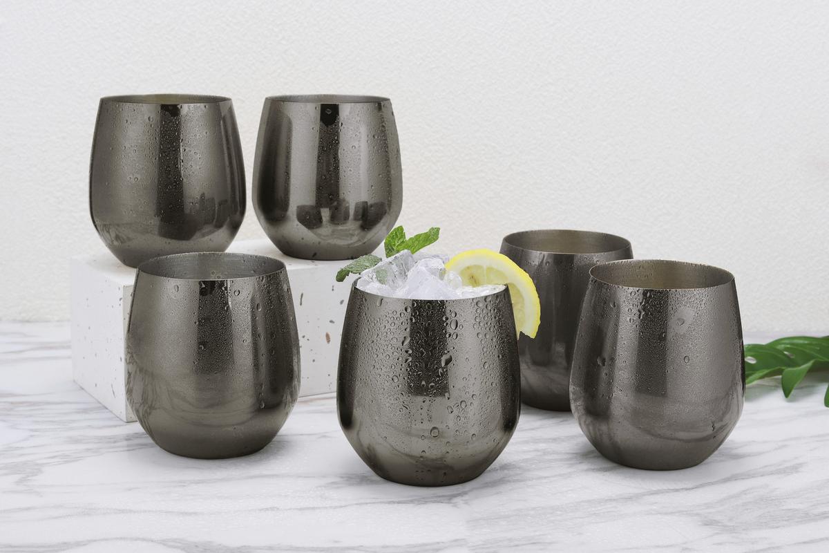 Wasserglas 6er-Set Je ca. 500 ml - Schwarz, Trend, Metall (9,9cm) - Echtwerk