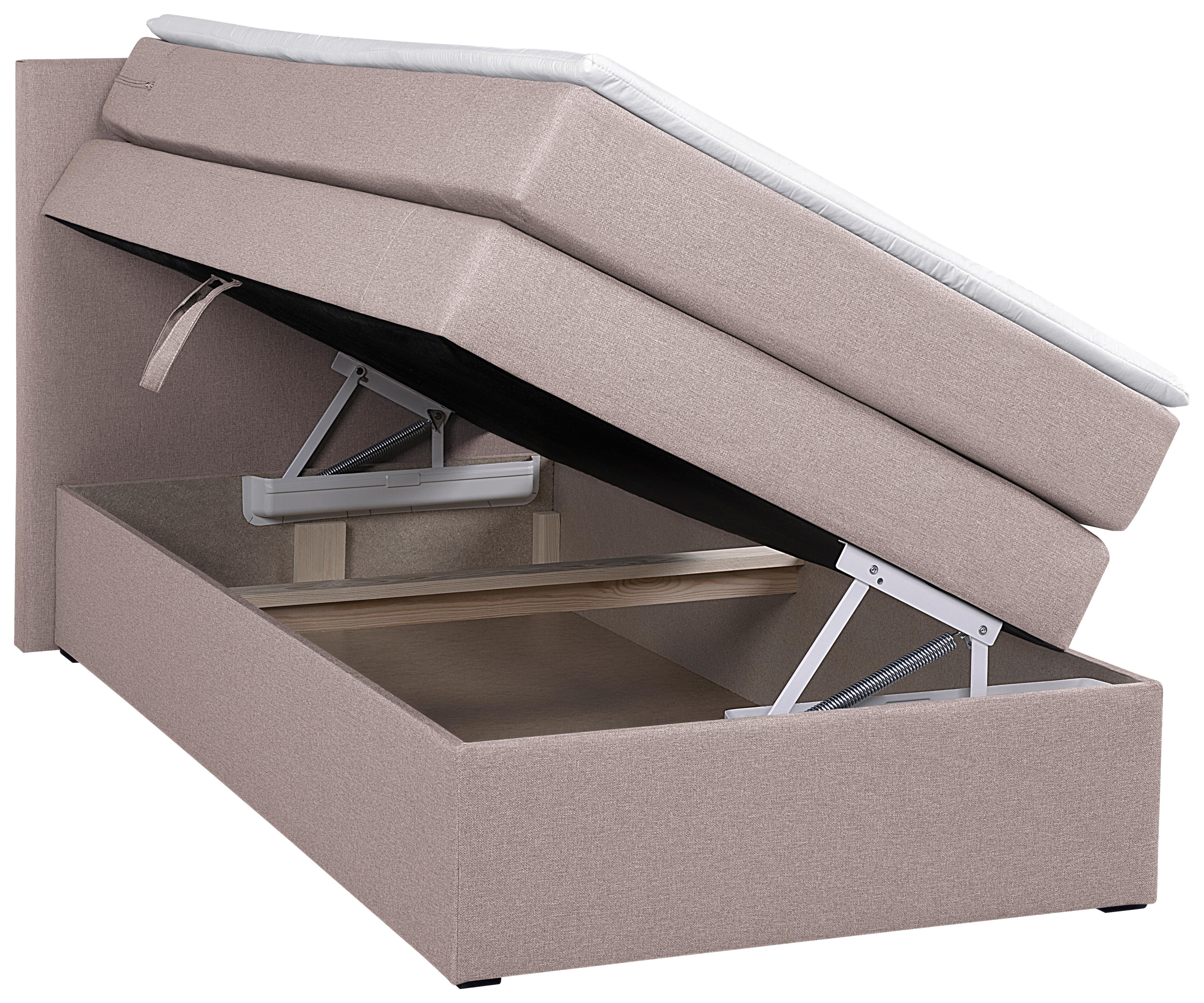 Boxspringbett Mit Bettkasten Siam Twist 90x200 Cm Rosa - Schwarz/Rosa, Basics, Holzwerkstoff/Textil (90/200cm)