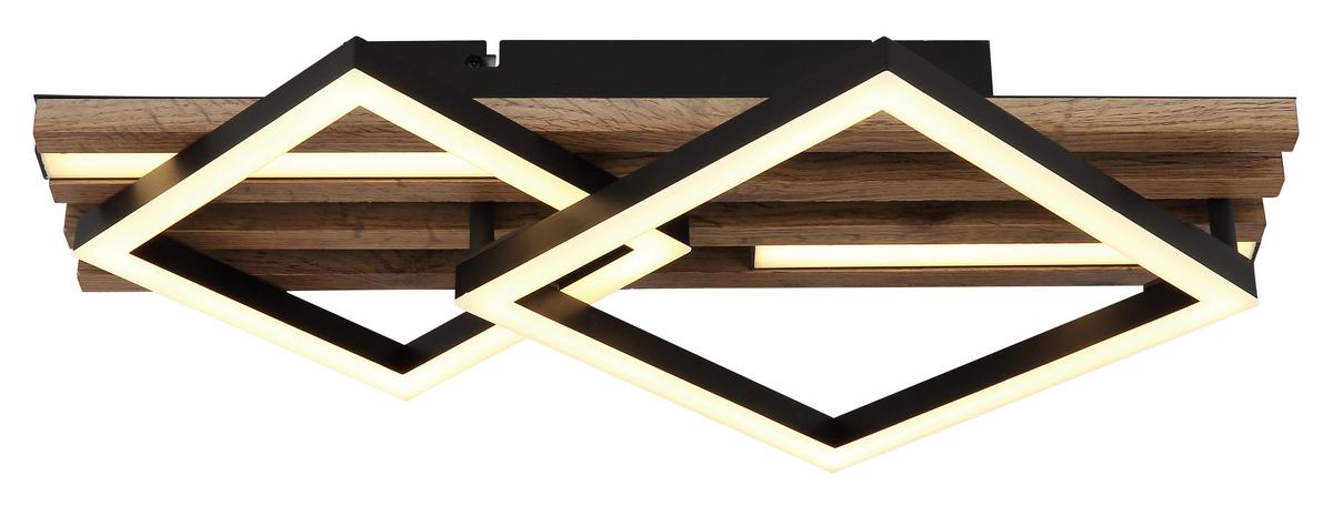 Led Mennyezeti Lámpa 67344d1 Obrien - sötétbarna/fekete, Natur, műanyag/faalapú anyag (47,5/31/9,5cm) - Globo