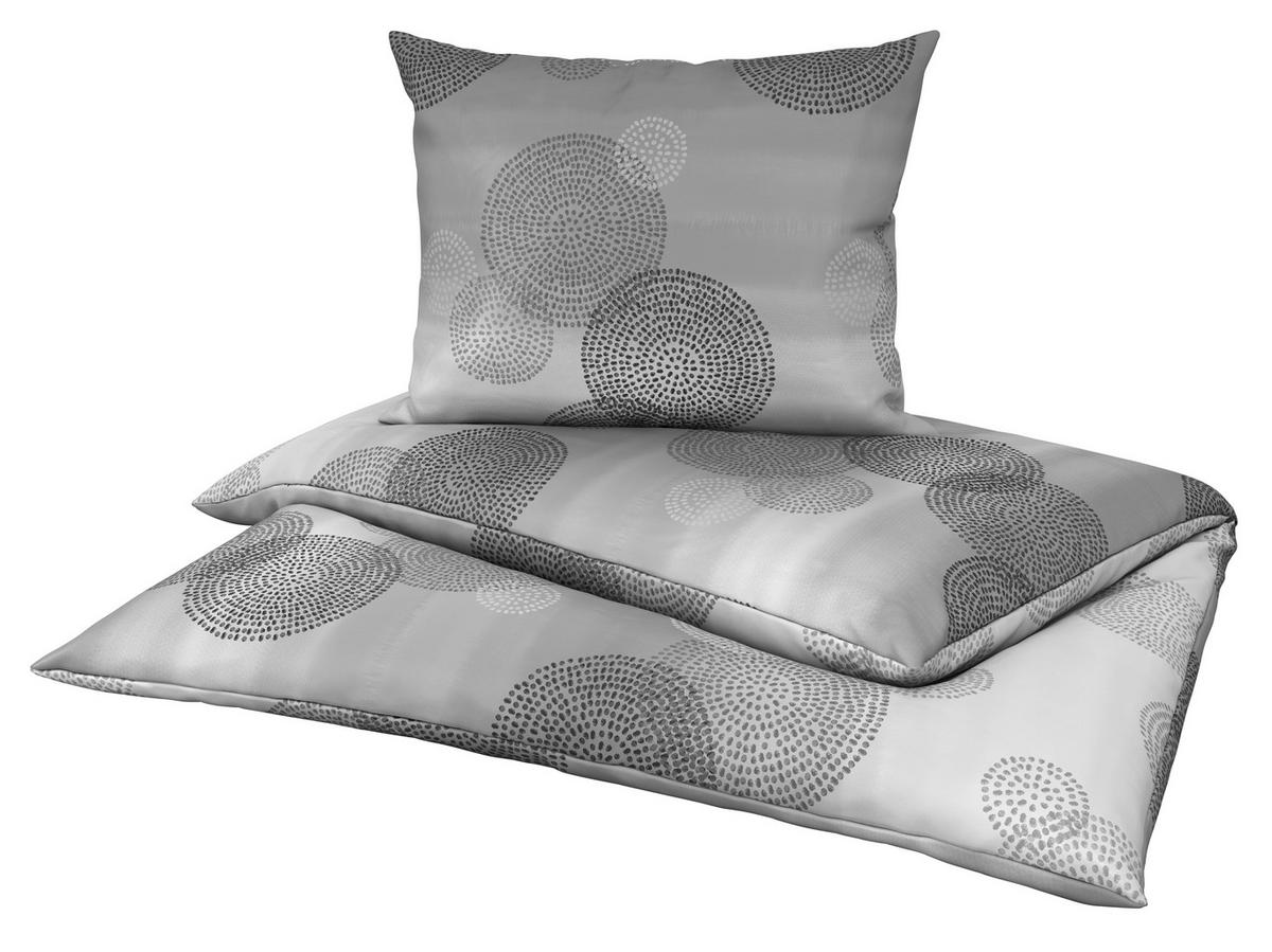 Bettwäsche 140x200 cm Rebecca Baumwolle Grau Kreise - Grau, ROMANTIK / LANDHAUS, Textil - James Wood
