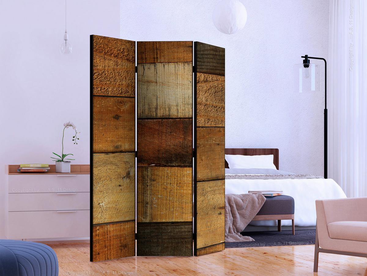 Paravent Braun Cognac B: 135 Cm - Cognac/Braun, Basics, Holz/Textil (135/172/3cm) - artgeist