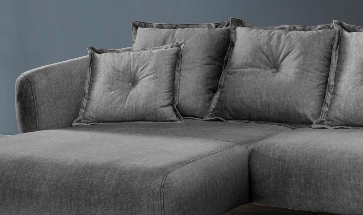 Ecksofa Baggio mit Kissen Textil Grau - Schwarz/Grau, MODERN, Holz/Textil (227/94/162cm) - Livetastic