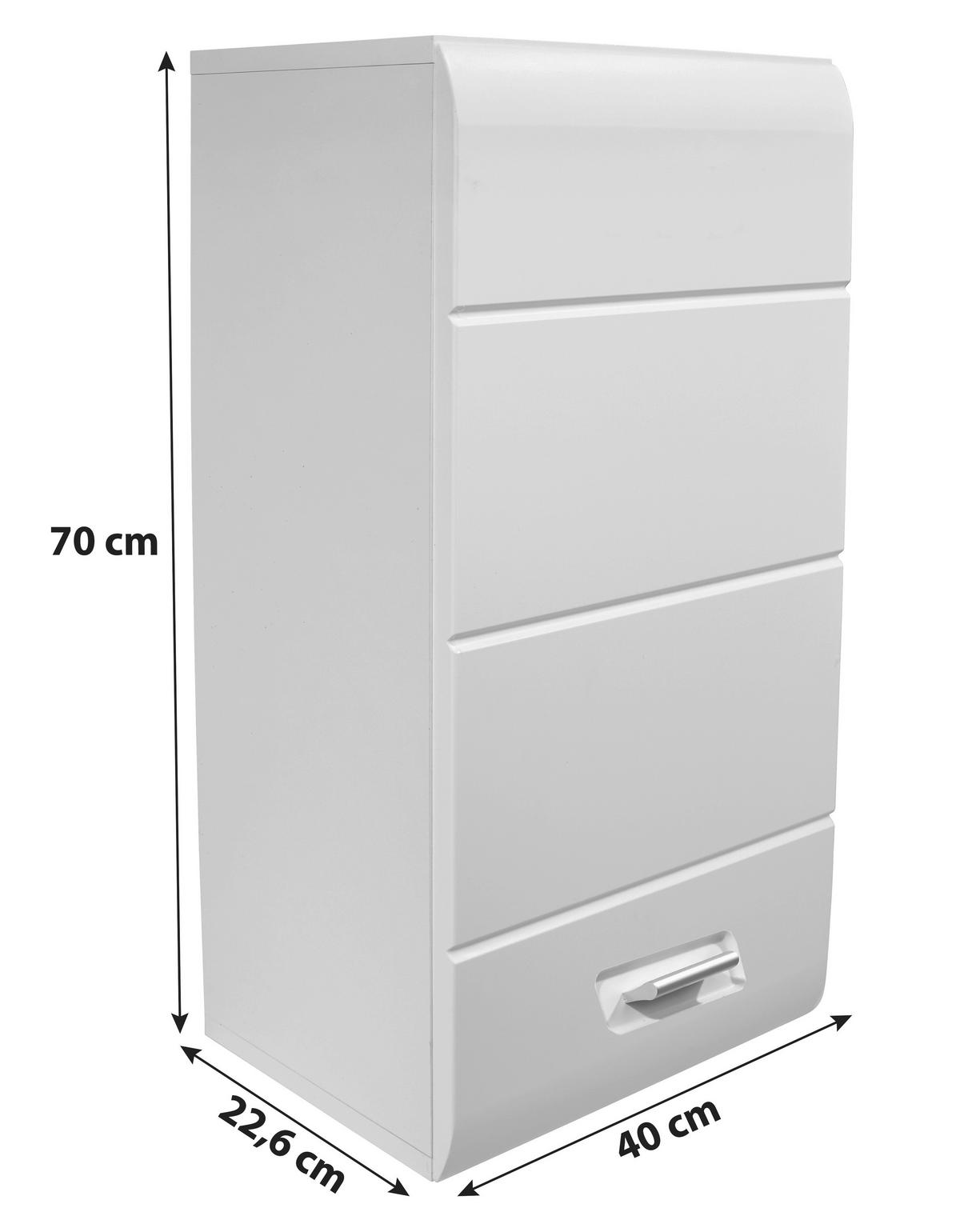 Hängeschrank Pearl B: 40cm, Weiß - Schwarz/Weiß, KONVENTIONELL, Glas/Holzwerkstoff (40/70/22,6cm)