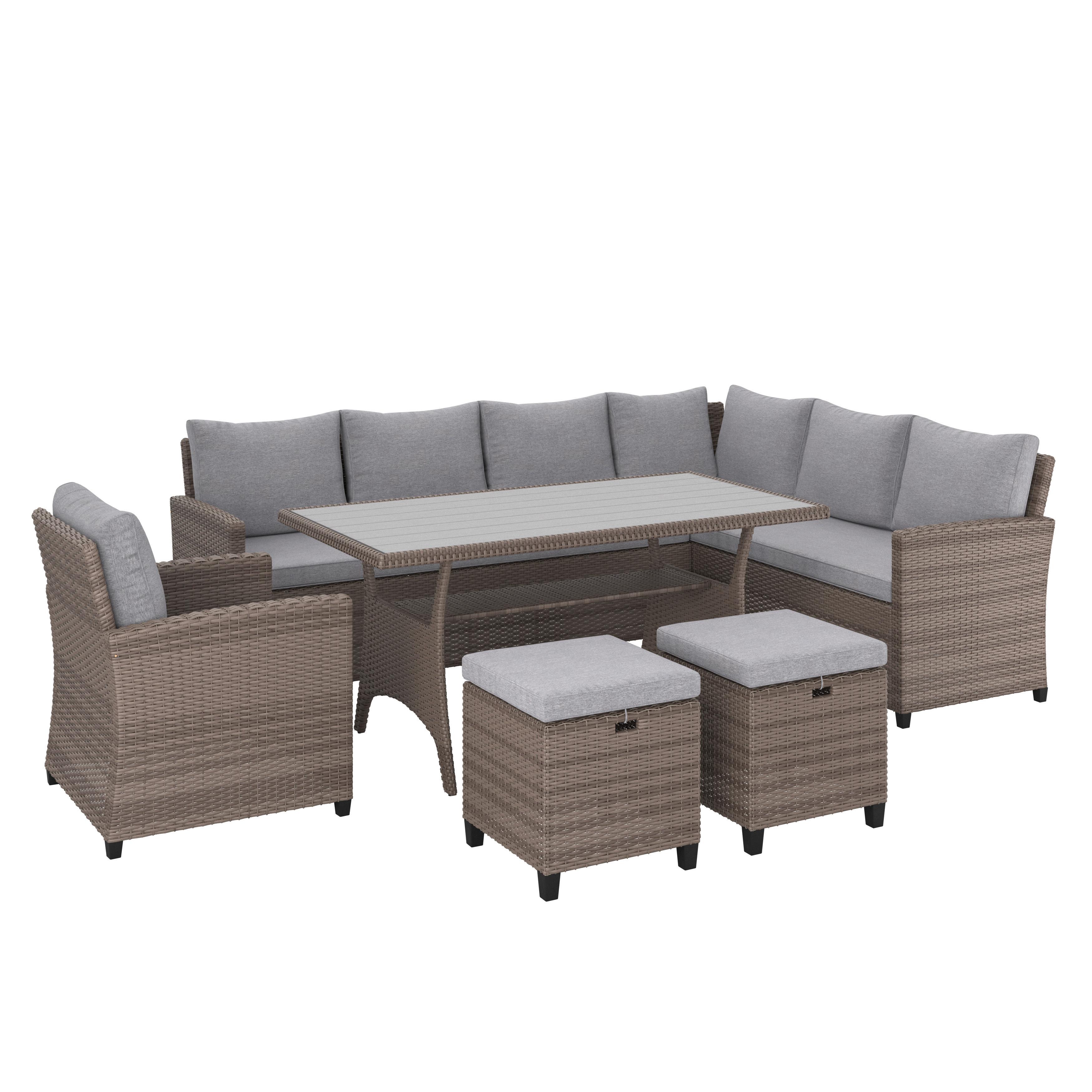 Lounge-garnitúra Porto New 6 Részes - szürke, Modern, műanyag/textil (232/175cm) - Beldano