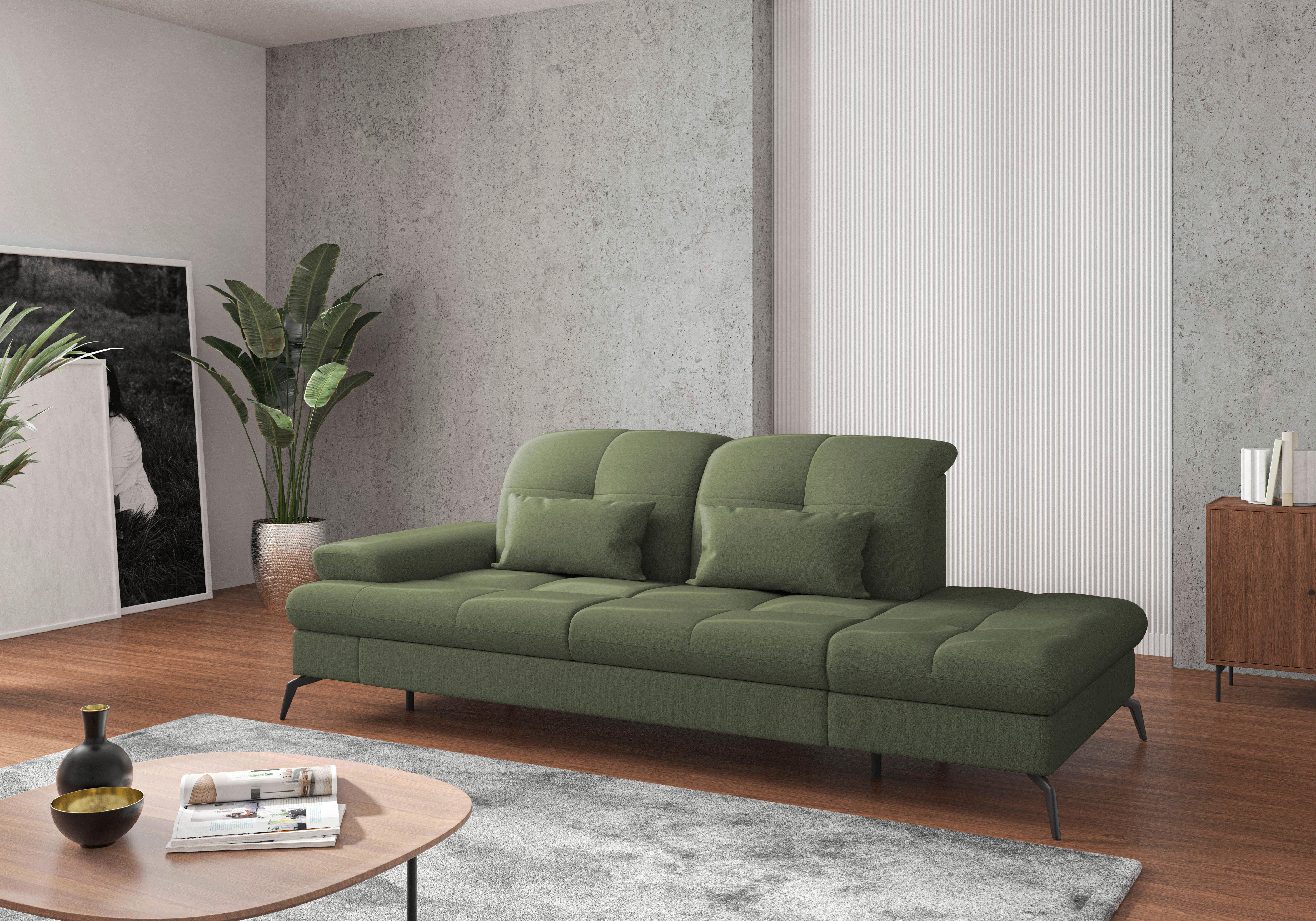 Récamiere Amica E, Olivgrün B: 231 Cm - Schwarz/Olivgrün, KONVENTIONELL, Textil (231/90/122cm) - Sit & More