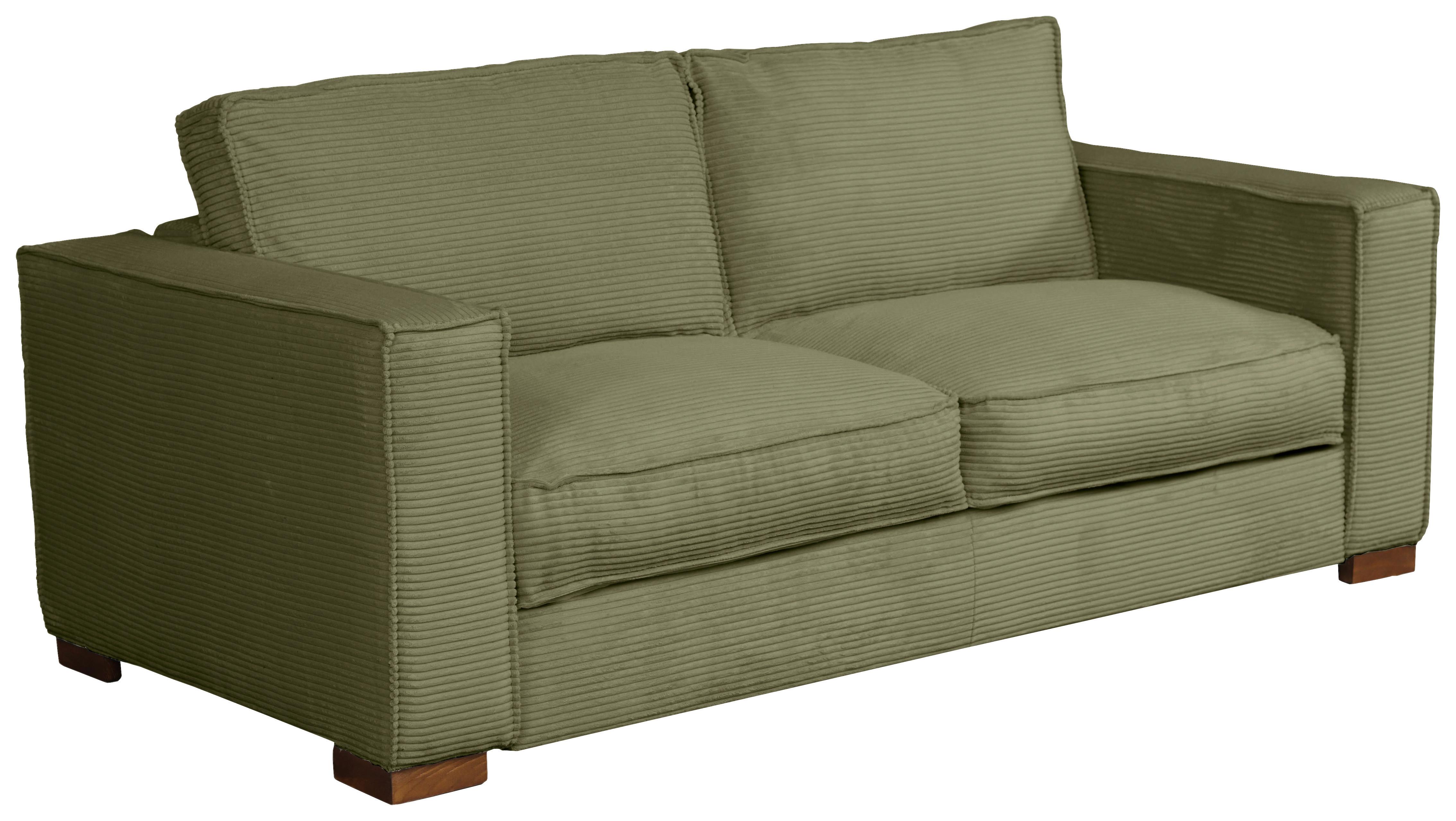 Schlafsofa Texas Grün Cord, B: 203 cm - Dunkelbraun/Grün, Design, Textil (203/85/99cm) - MID.YOU