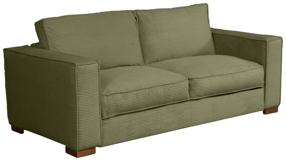 Schlafsofa Texas Grün Cord, B: 203 Cm - Dunkelbraun/Grün, Design, Textil (203/85/99cm) - MID.YOU