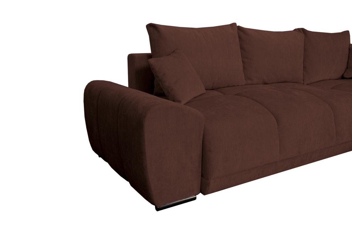 Rohová sedačka BONN, oboustranná, hnědá žinylka - černá/hnědá, Moderní, textil/plast (296/182cm)