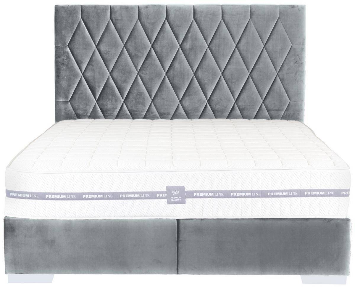 Boxspringbett mit Gepolstertem Kopfteil 160x200 cm Paula - Chromfarben/Anthrazit, MODERN, Textil (160/200cm)