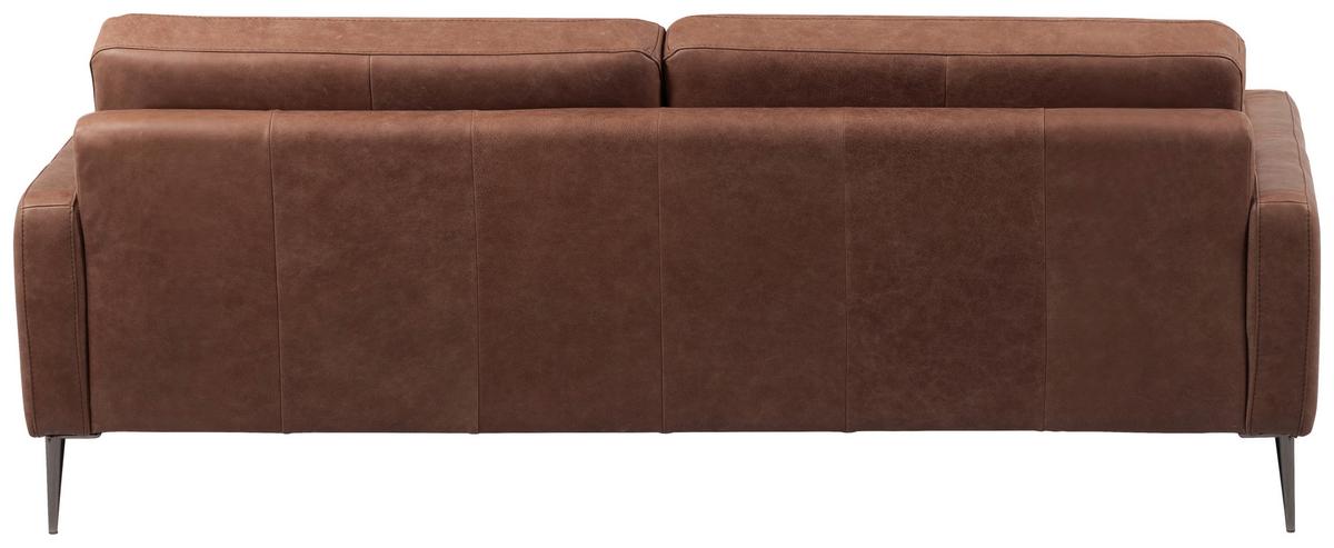 3,5-Sitzer Spring, Dunkelbraun B: 207 cm - Dunkelbraun/Schwarzchrom, Design, Leder (207/85/92cm) - Livetastic