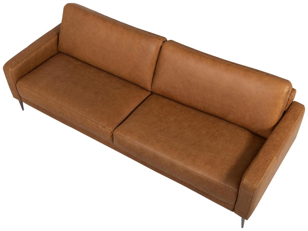 3,5-Sitzer Spring, Cognac B: 207 cm - Cognac/Schwarzchrom, Design, Leder (207/85/92cm) - Livetastic