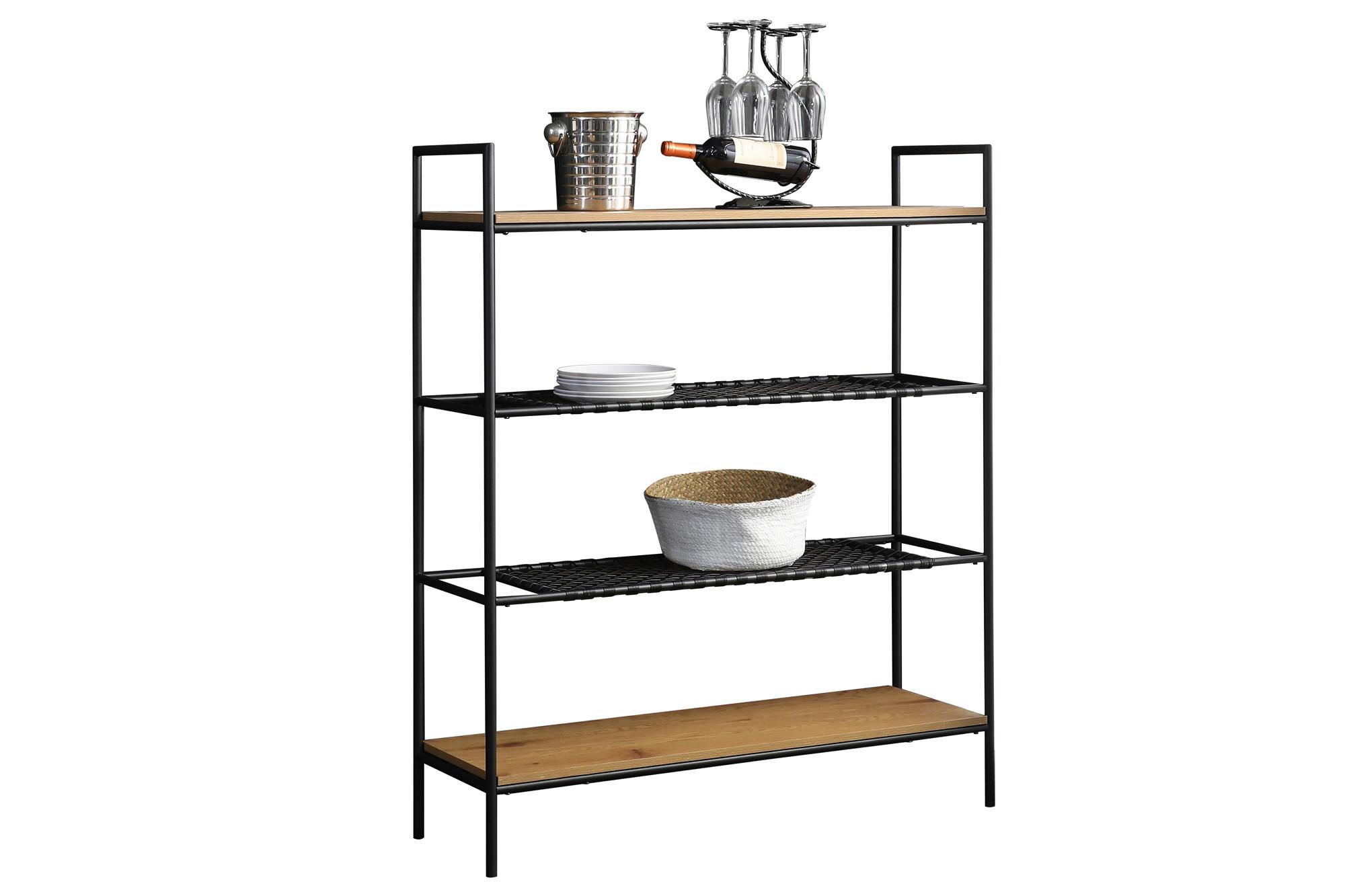 Regál, š: 110 cm - čierna/prírodná farba, Design, kov/kompozitné drevo (110/129/34cm) - Livetastic