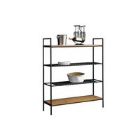REGAL Schwarz, Naturfarben B: 110cm - Schwarz/Naturfarben, Design, Holzwerkstoff/Kunststoff (110/129/34cm) - Livetastic