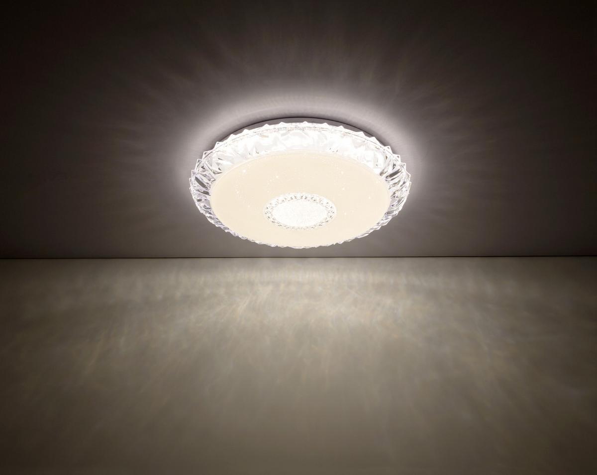 LED-Deckenleuchte Eddie Ø 50 cm Mit Smart-Steuerung - Opal/Weiß, Basics, Kunststoff/Metall (50/10cm) - Globo