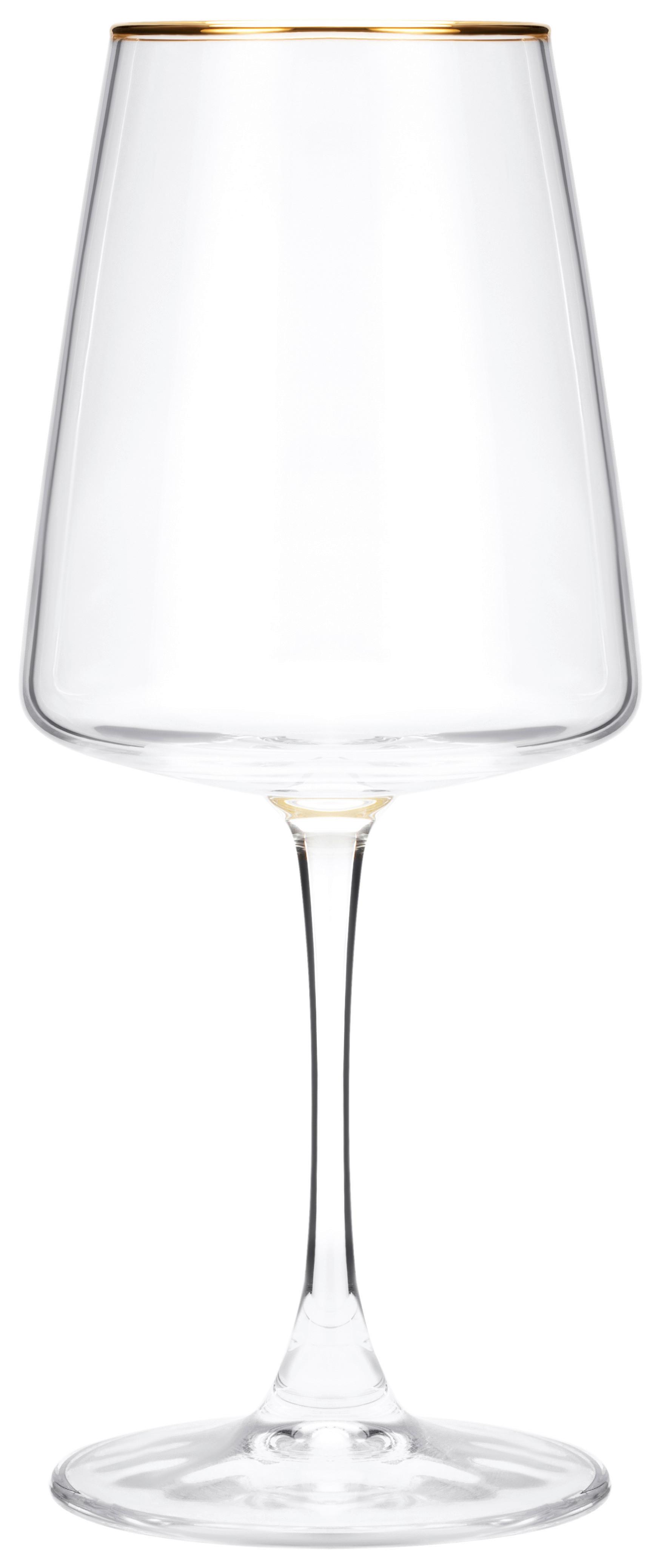 Rotweinglas Winona - Klar/Goldfarben, Basics, Glas (6.5/22.5cm) - Luca Bessoni