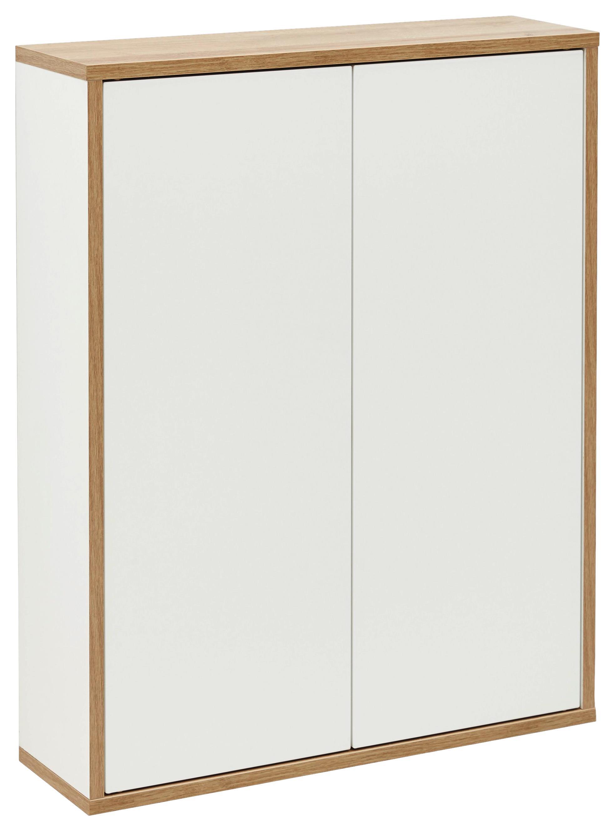 Hängeschrank Finn B:60cm Weiß/Eiche Dekor - Weiß, MODERN, Glas/Holzwerkstoff (60/75/18,5cm) - Fackelmann