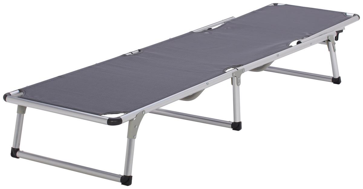 Dreibeinliege Leni Aluminium, Textilene - Anthrazit/Alufarben, MODERN, Textil/Metall (186/25/56cm) - Ondega