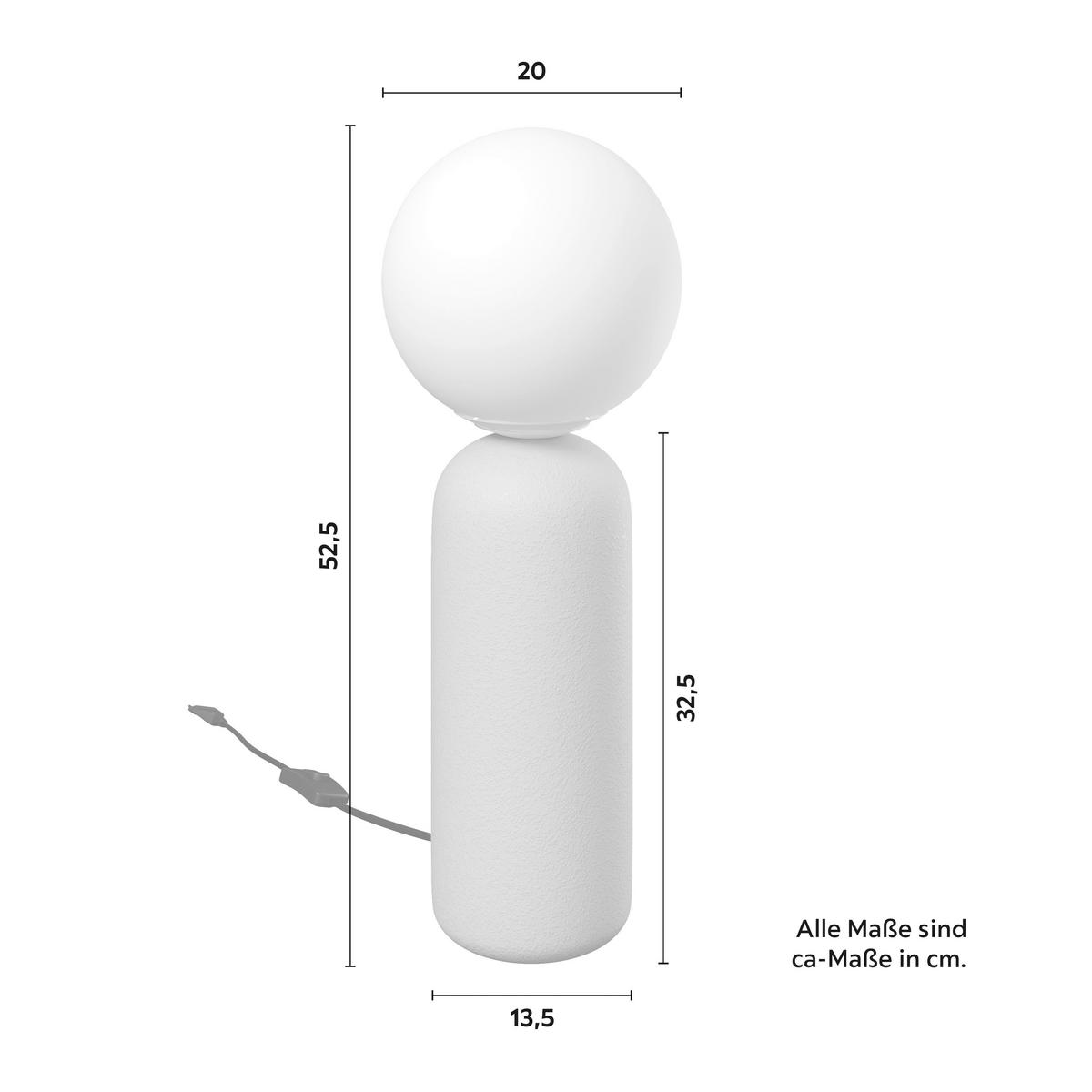 STOLNÍ LAMPA AMORA - bílá, Moderní, kov/keramika (20/52,5cm) - Bessagi Home