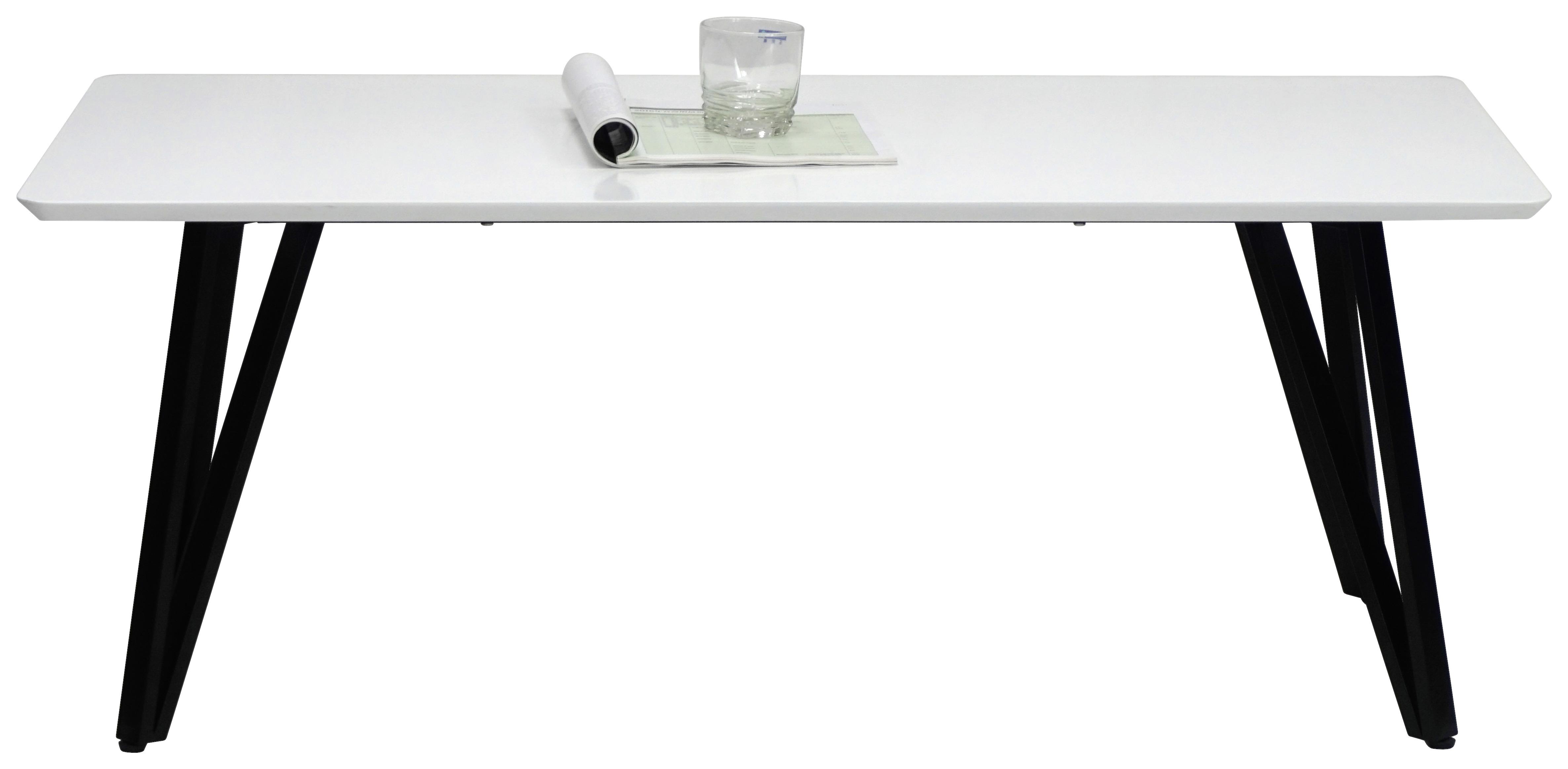 Couchtisch mit Metallbeinen Retro, Weiß/Schwarz - Schwarz/Weiß, MODERN, Holzwerkstoff/Metall (120/45/60cm)