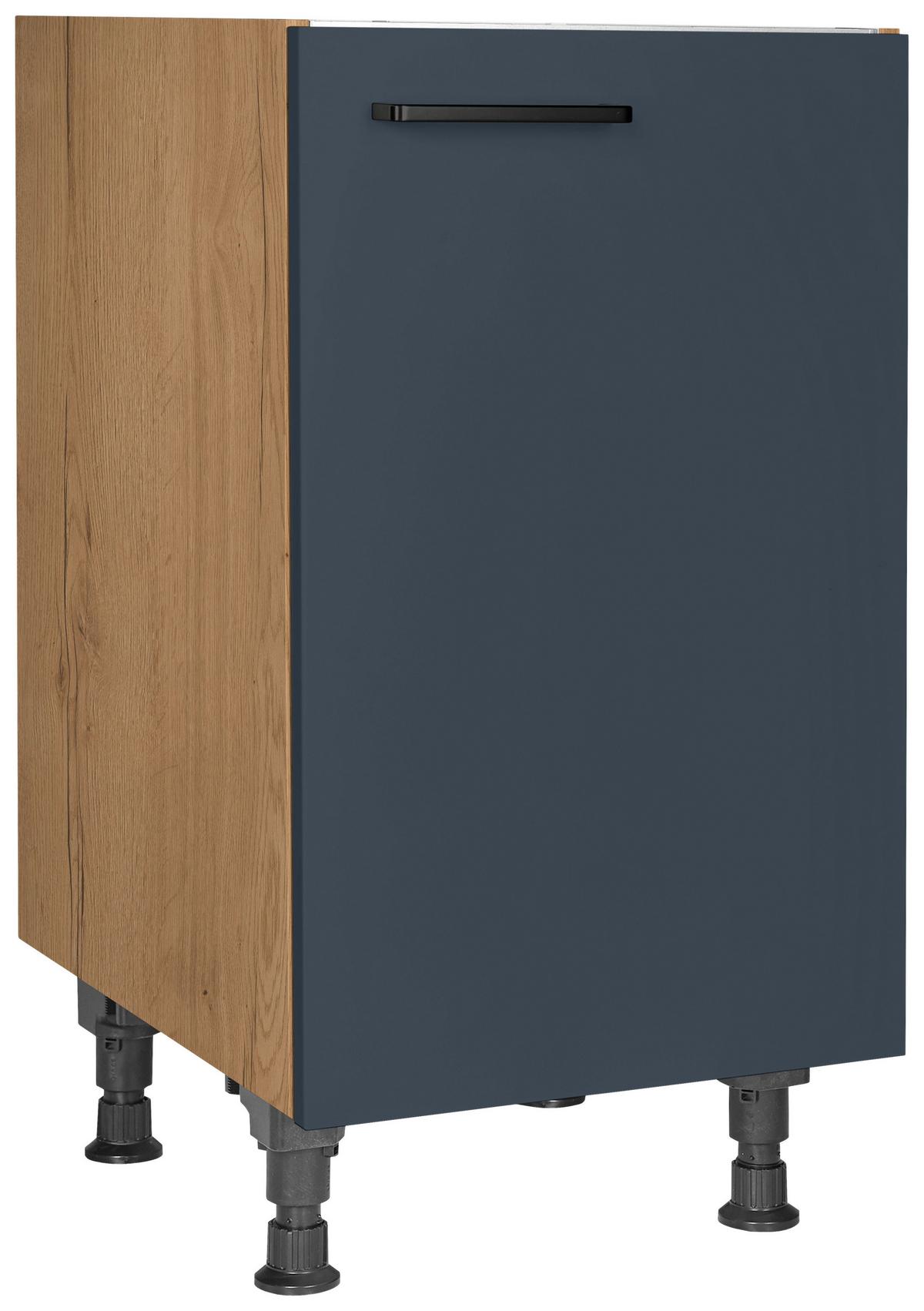 Spülenunterschrank Easytouch - Blau/Eichefarben, MODERN, Holzwerkstoff (45,0/87,0/56,0cm) - Nobilia