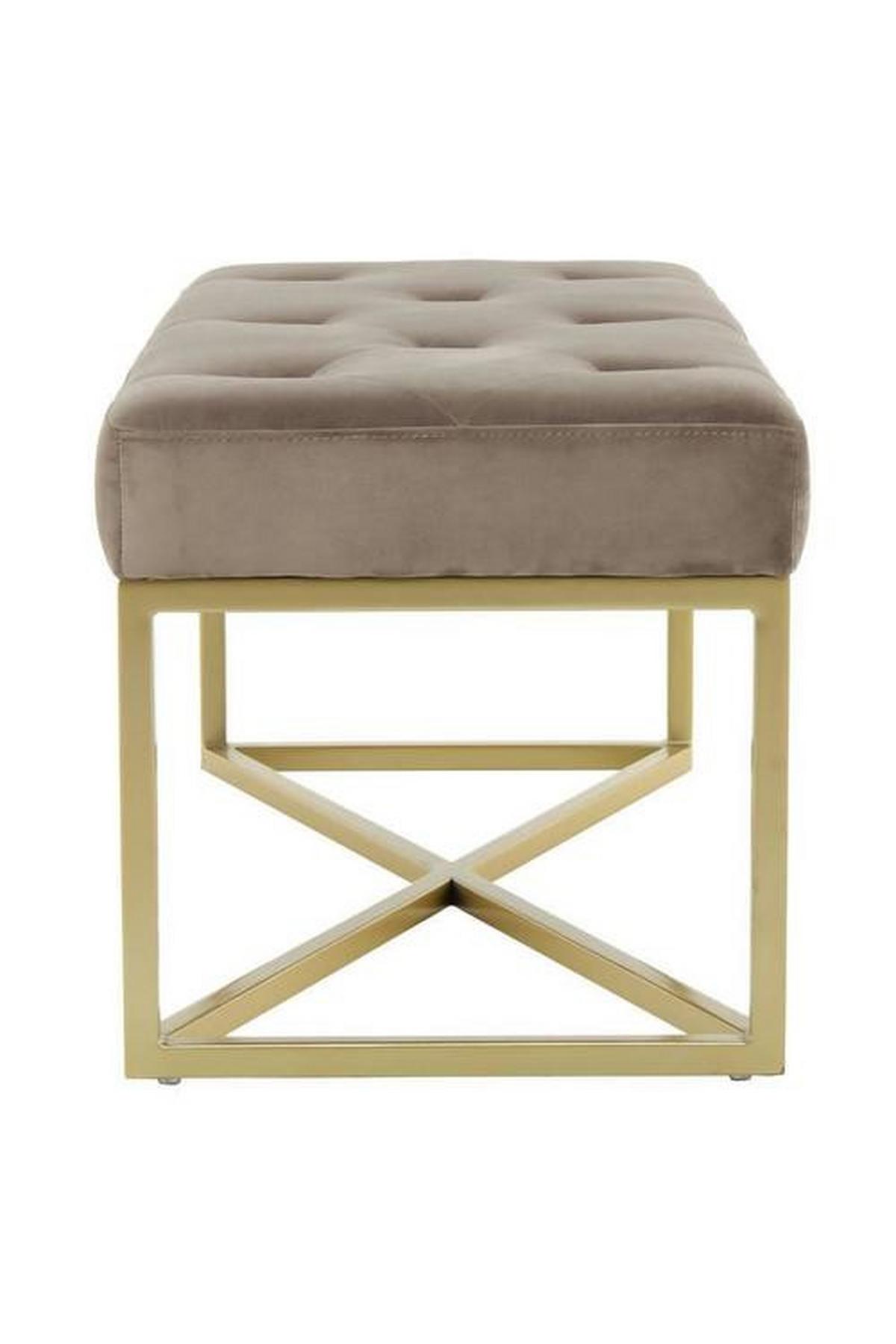 Dhá taburetka TAUPE - zlatá/taupe, Basics, kov/kompozitné drevo (90/40/40cm)