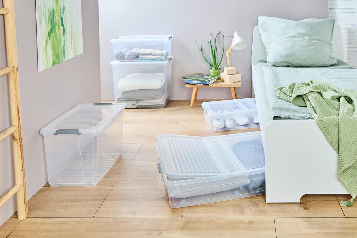 Unterbettroller Leo - Transparent, Basics, Kunststoff (77 cm/58 cm/16 cmcm)