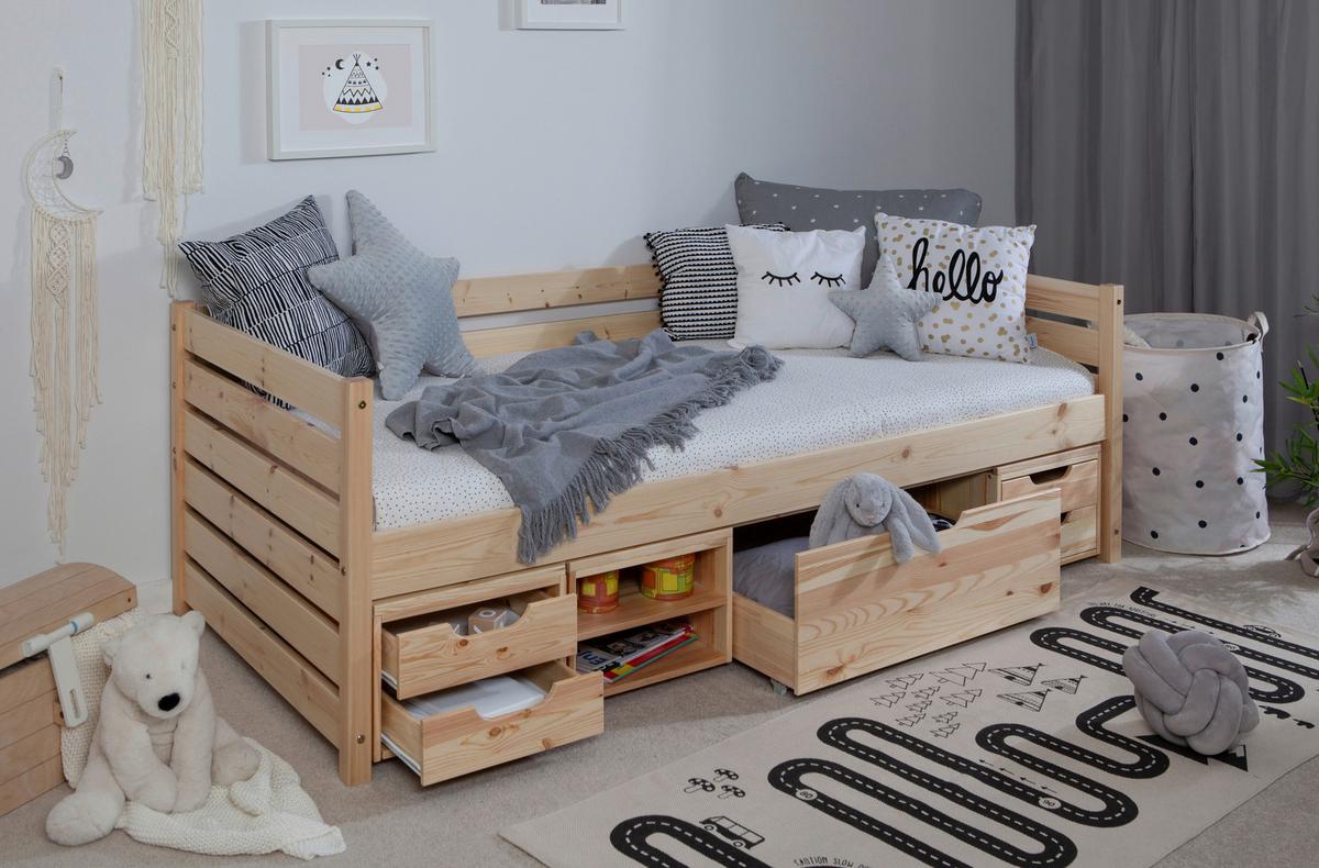 Stauraumbett Naomi - Naturfarben, MODERN, Holz (90/200cm) - MID.YOU