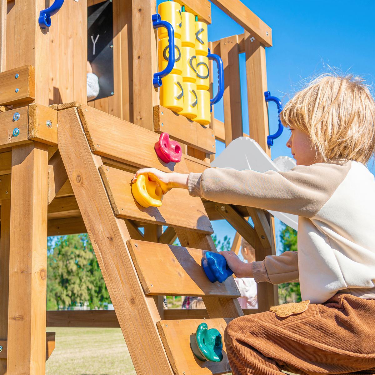 Spielturm mit Rutsche Weiss - Anthrazit/Braun, Basics, Holz/Kunststoff (435/410/305cm) - Ambia Garden