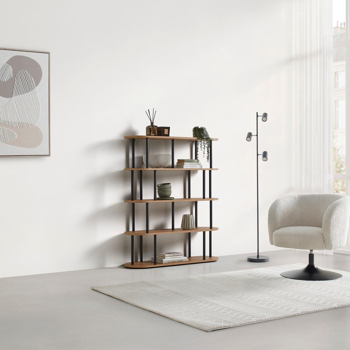REGÁL NIMO -EXKLUSIV- - černá/dub artisan, Moderní, kov/kompozitní dřevo (110/129/32cm) - Mömax